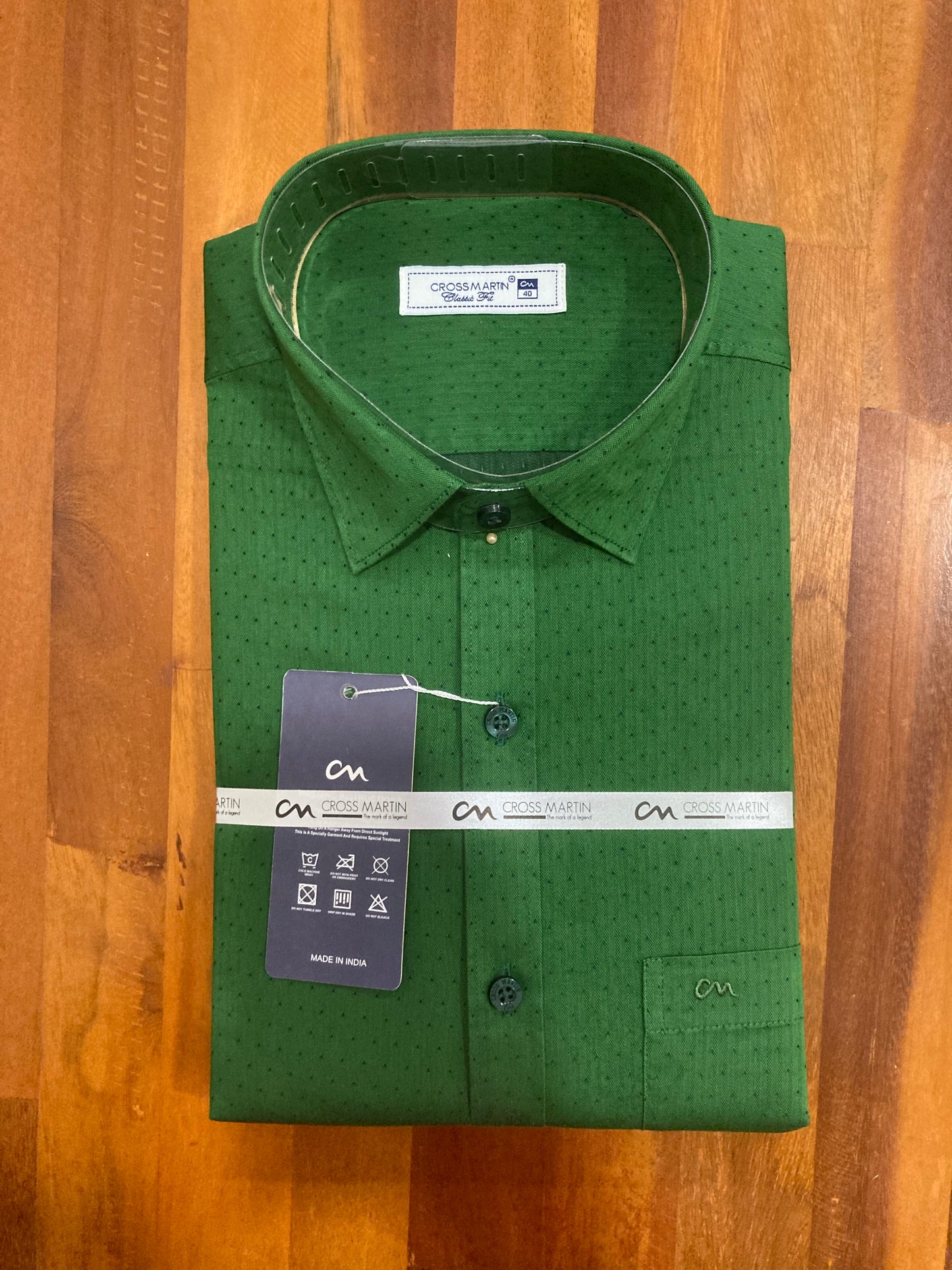 Pure Cotton Green Dotted Shirt (40 FS)