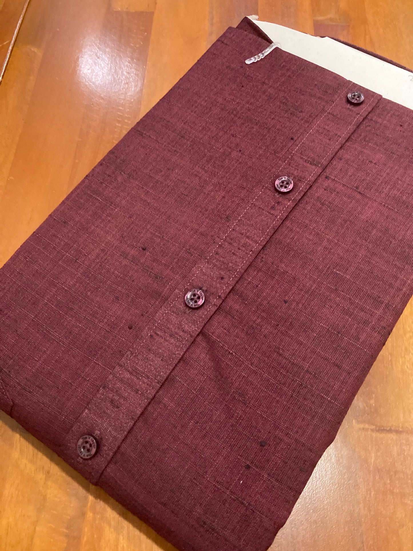 Pure Cotton Maroon With Sewing Patterns Shirt (40 FS)