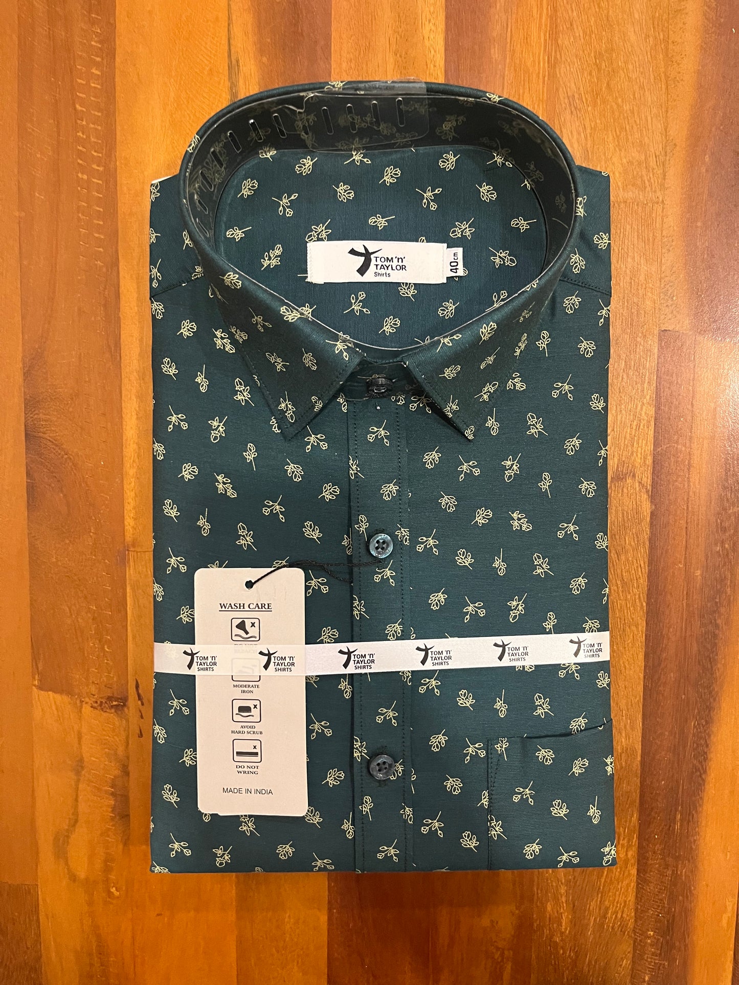 Pure Cotton Green Printed Shirt (40 FS)
