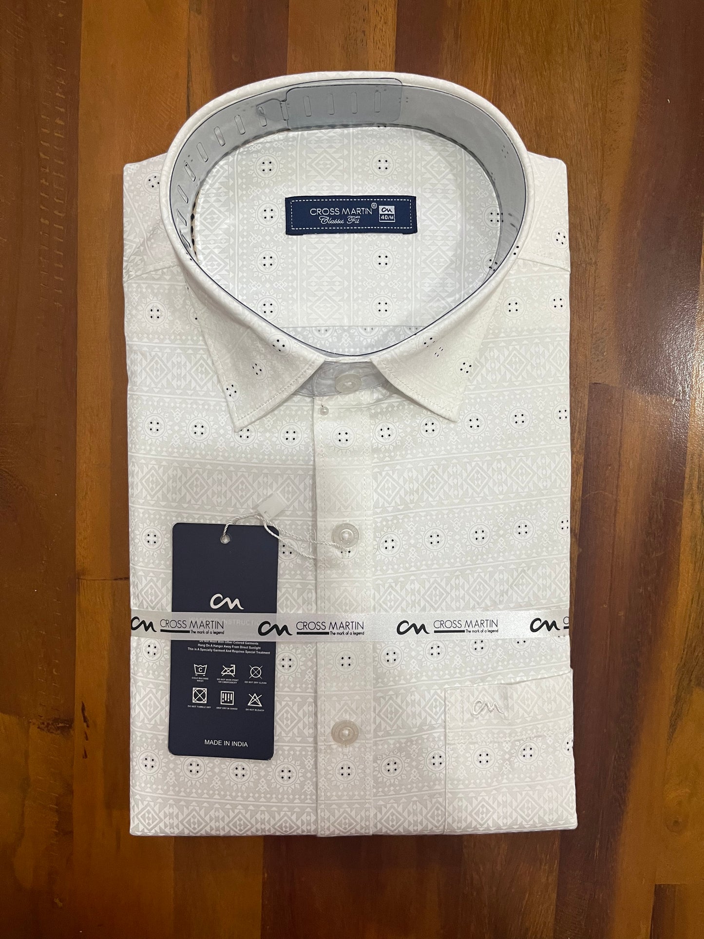 Pure Cotton White Printed Shirt (40 FS)