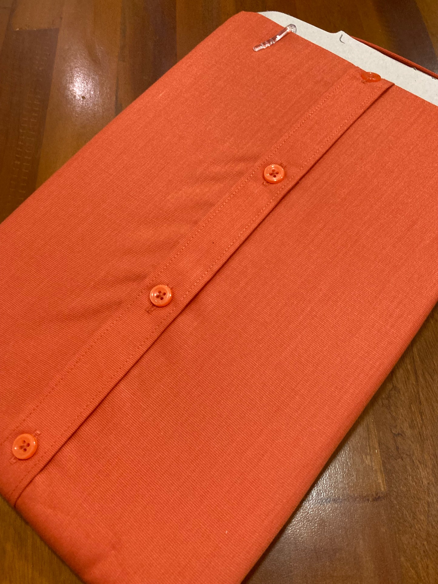 Pure Cotton Dark Orange Solid Shirt (42 HS)