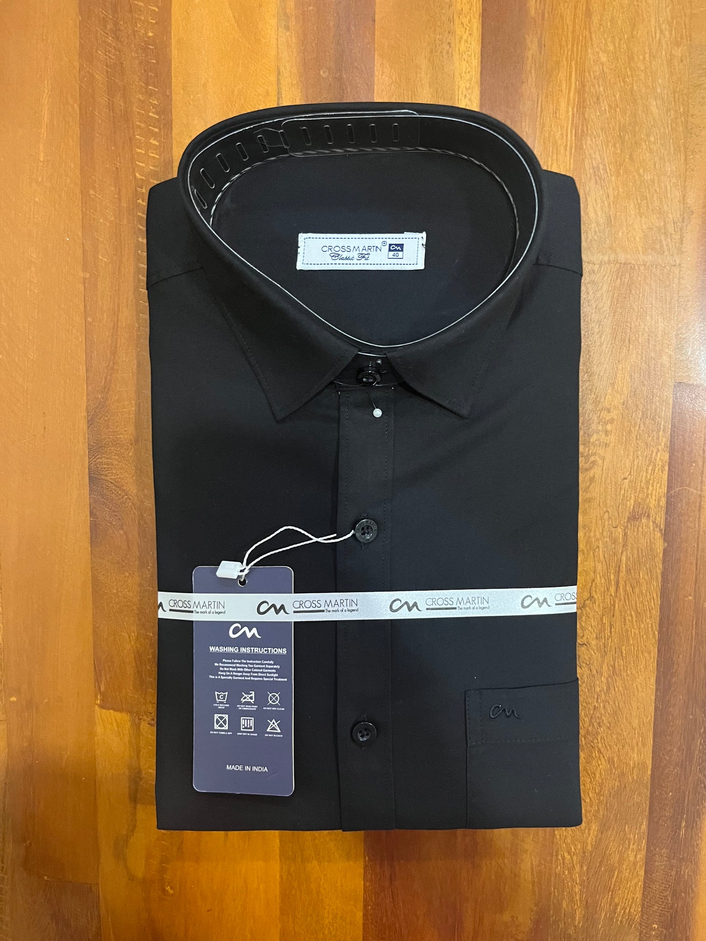 Pure Cotton Black Solid Shirt (40 FS)