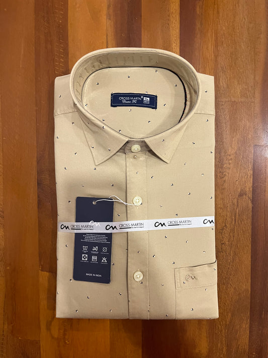 Pure Cotton Beige Printed Shirt (40 FS)