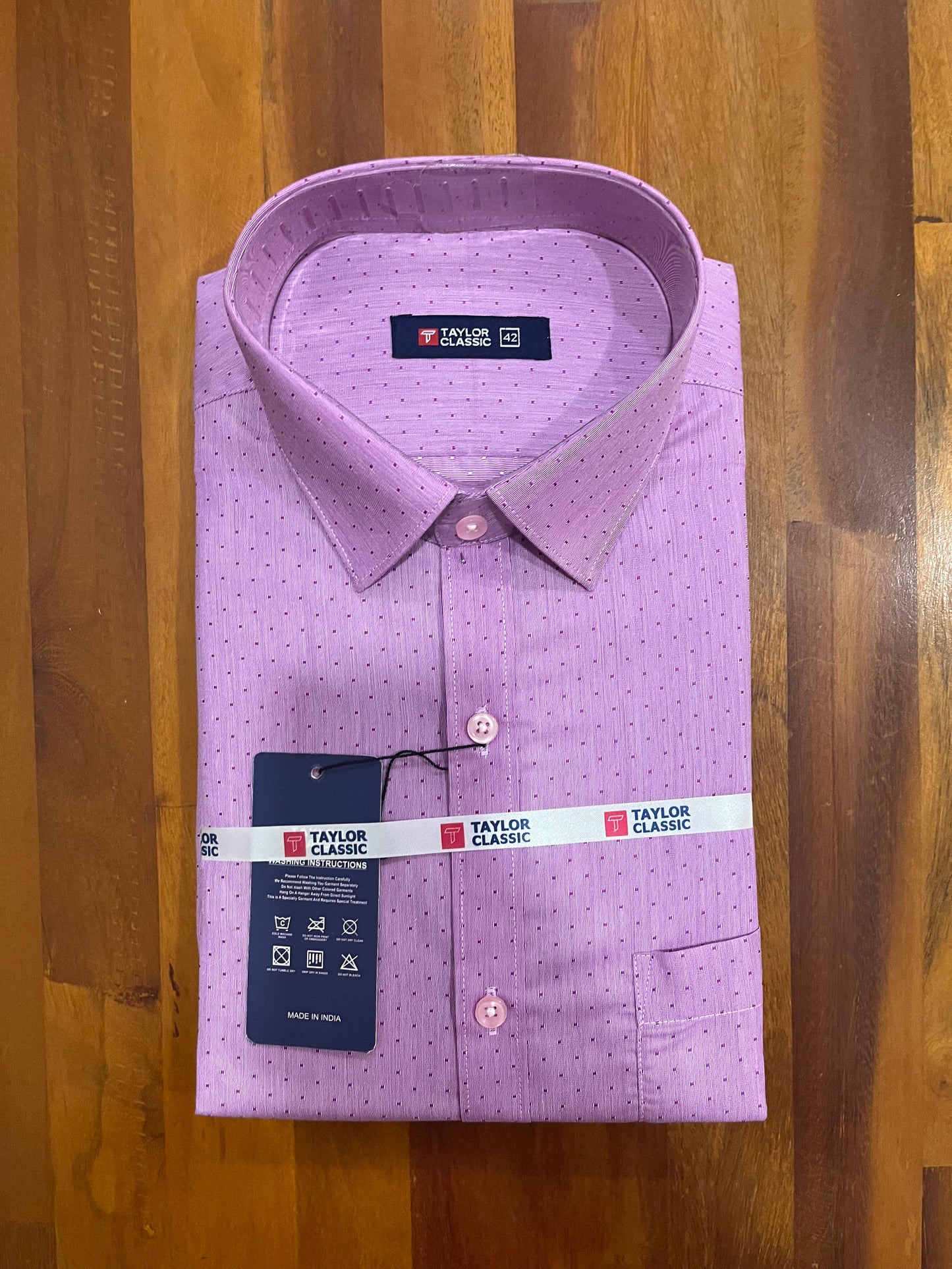 Pure Cotton Light Purple Printed Shirt (42 FS)