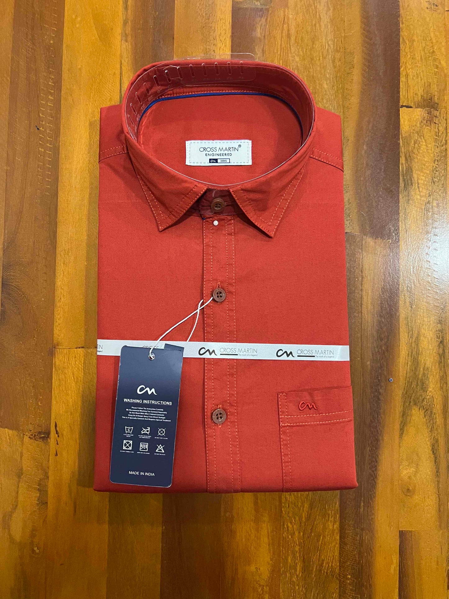 Pure Cotton Red Solid Shirt (38 FS)