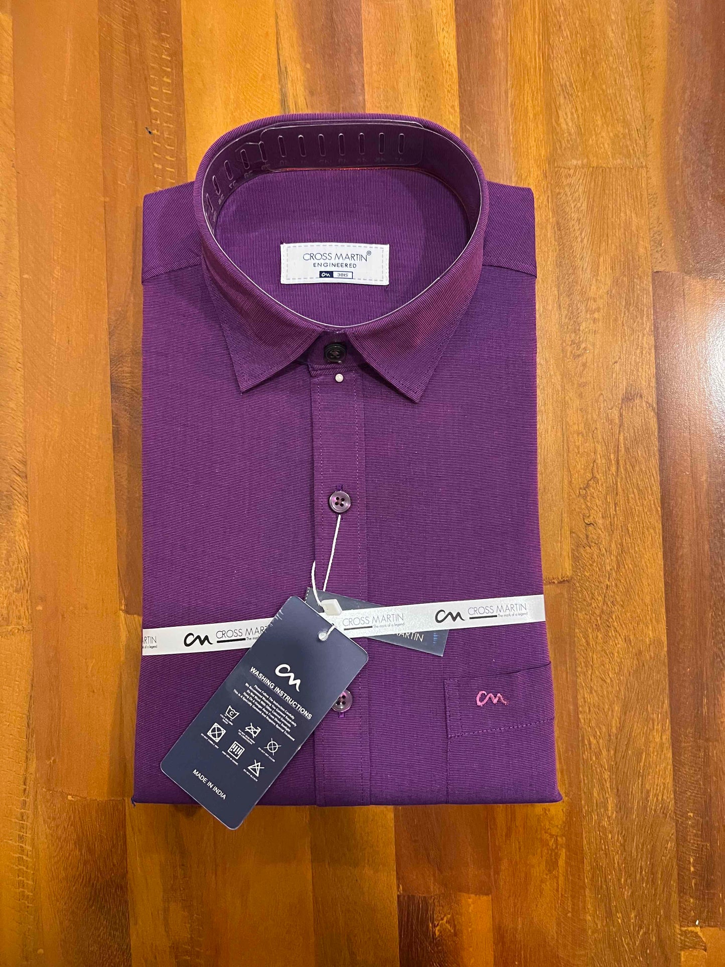 Pure Cotton Violet Solid Shirt (38 FS)