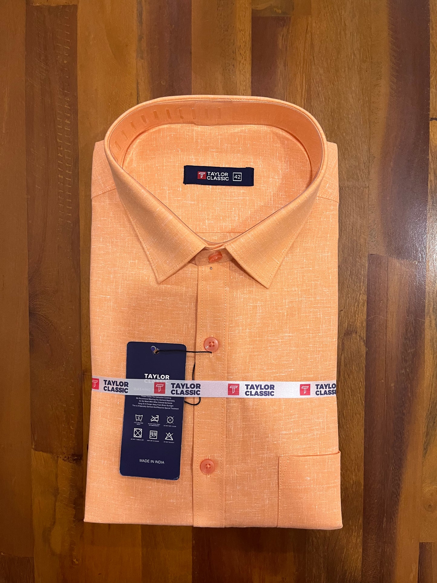 Pure Cotton Light Orange Shaded Shirt (42 FS)