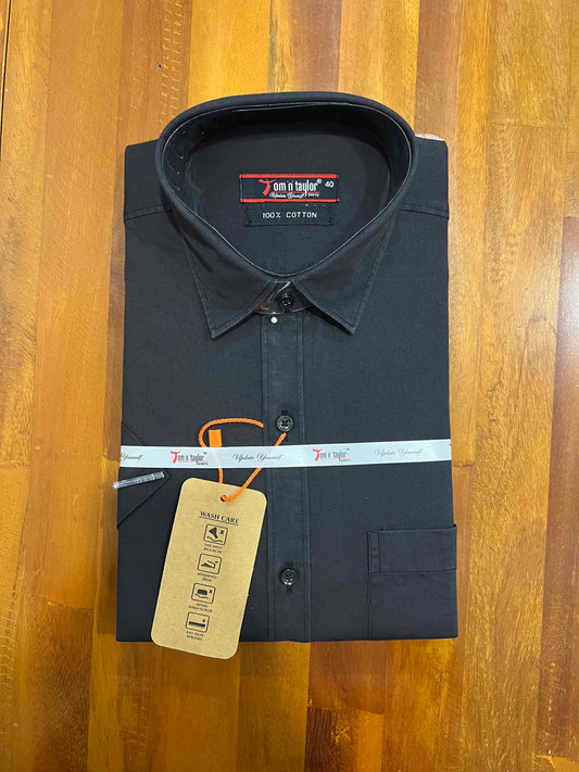 Pure Cotton Black Solid Shirt (40 HS)