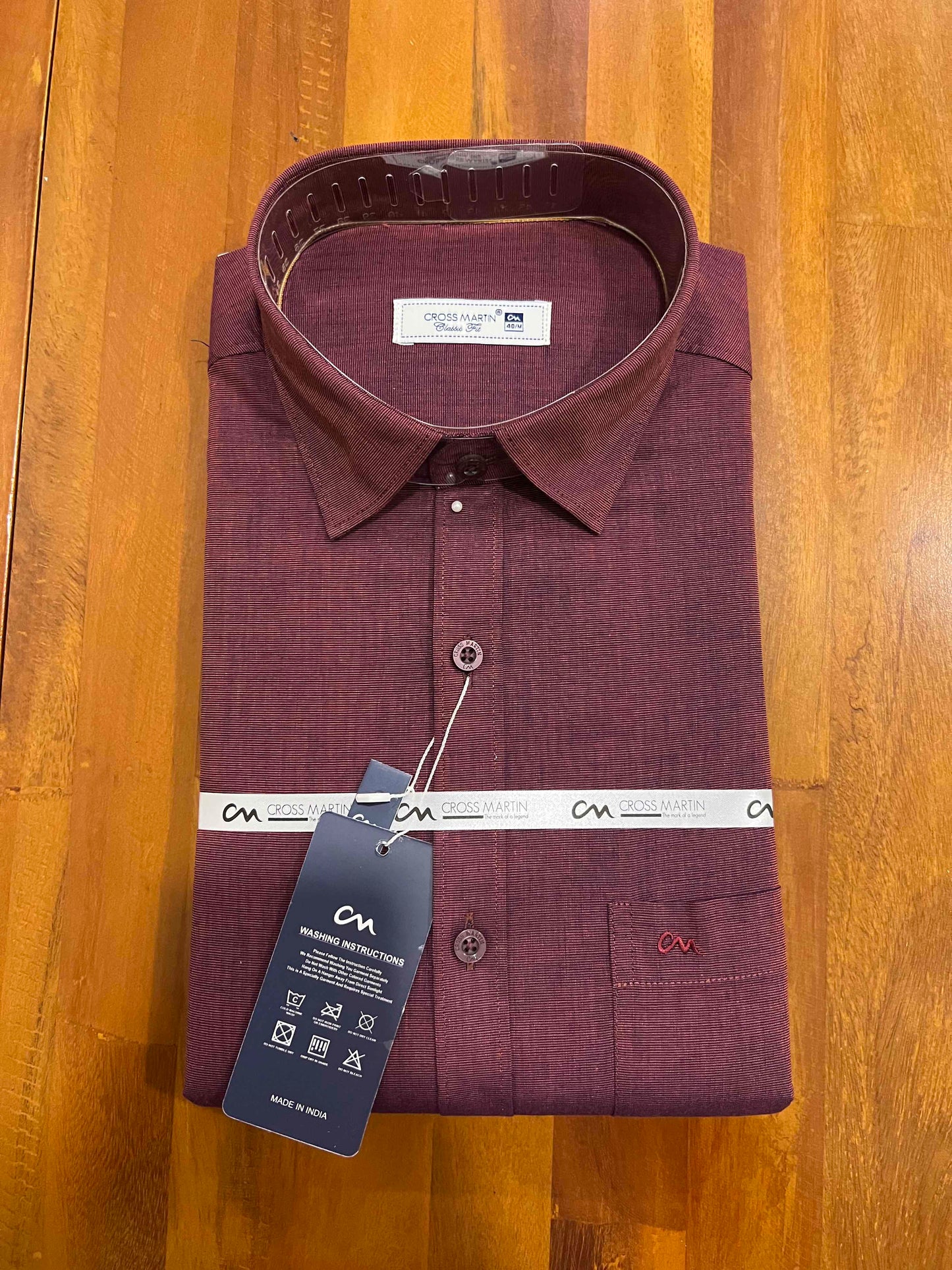 Pure Cotton Maroon Solid Shirt (40 FS)