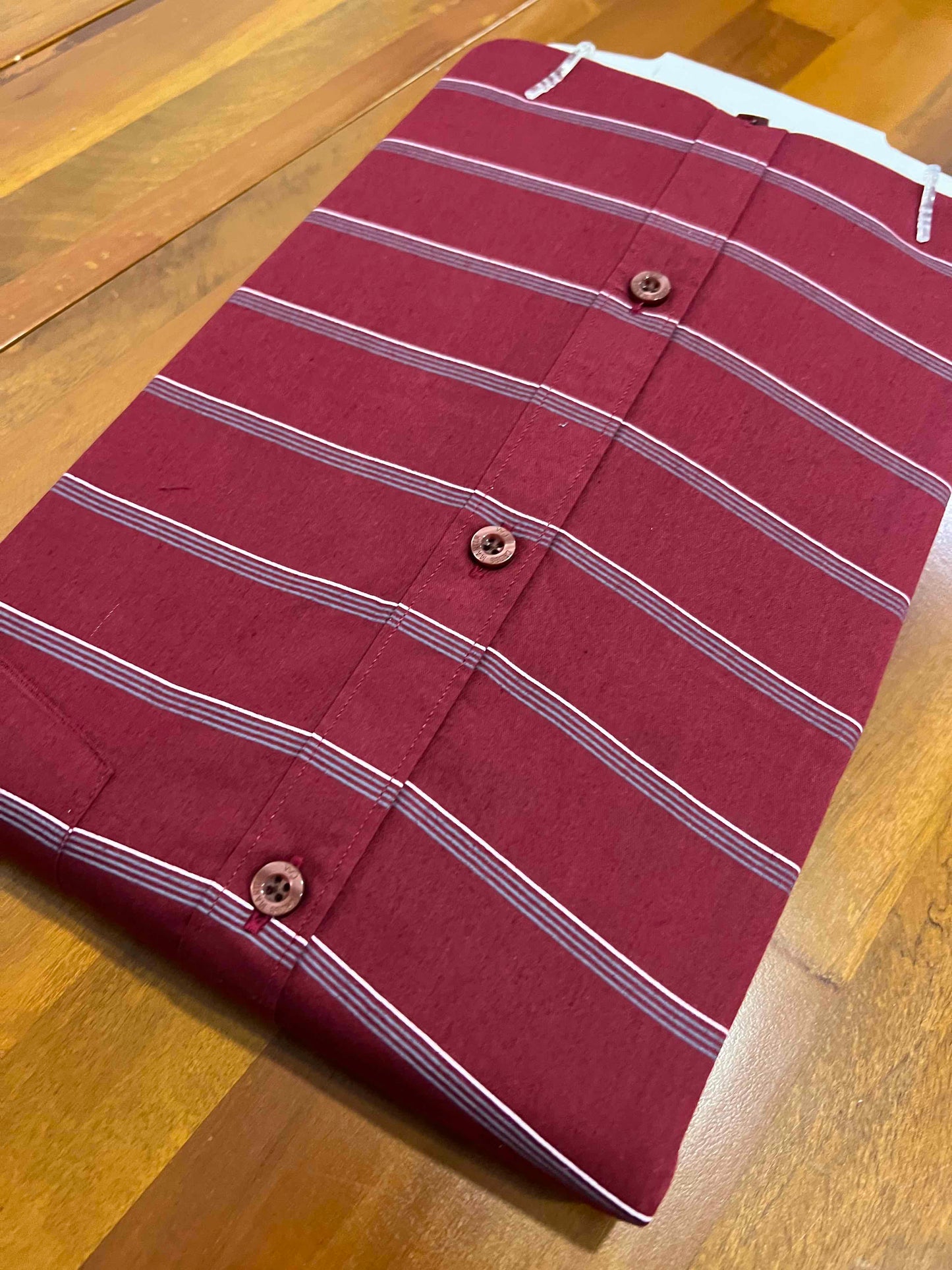 Pure Cotton Maroon Lines Shirt (40 FS)