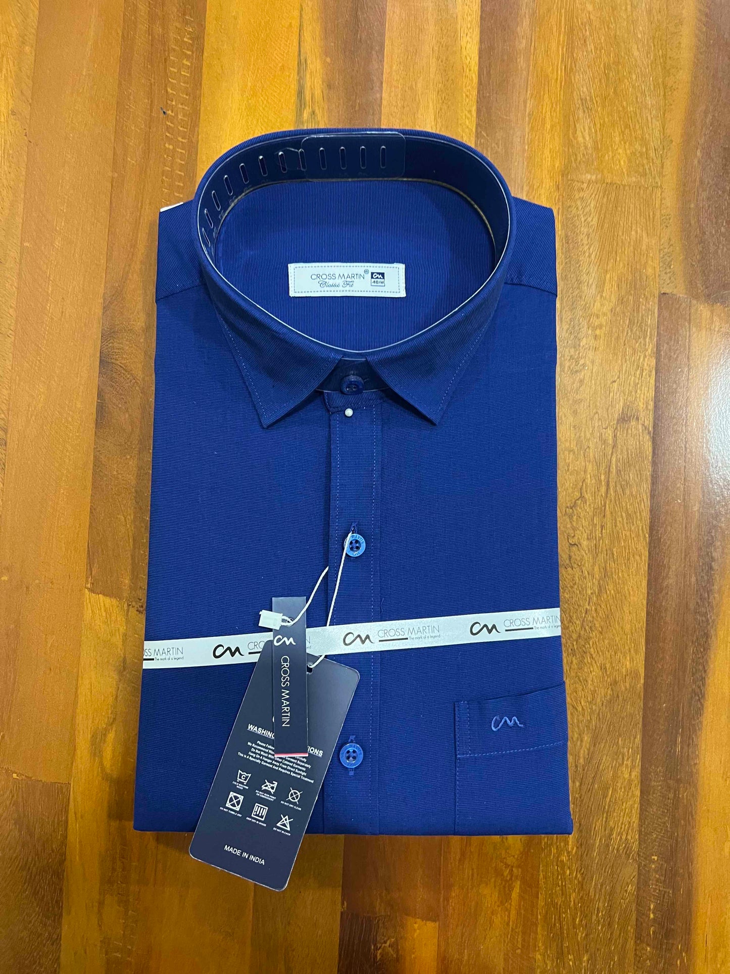 Pure Cotton Blue Solid Shirt (40 FS)