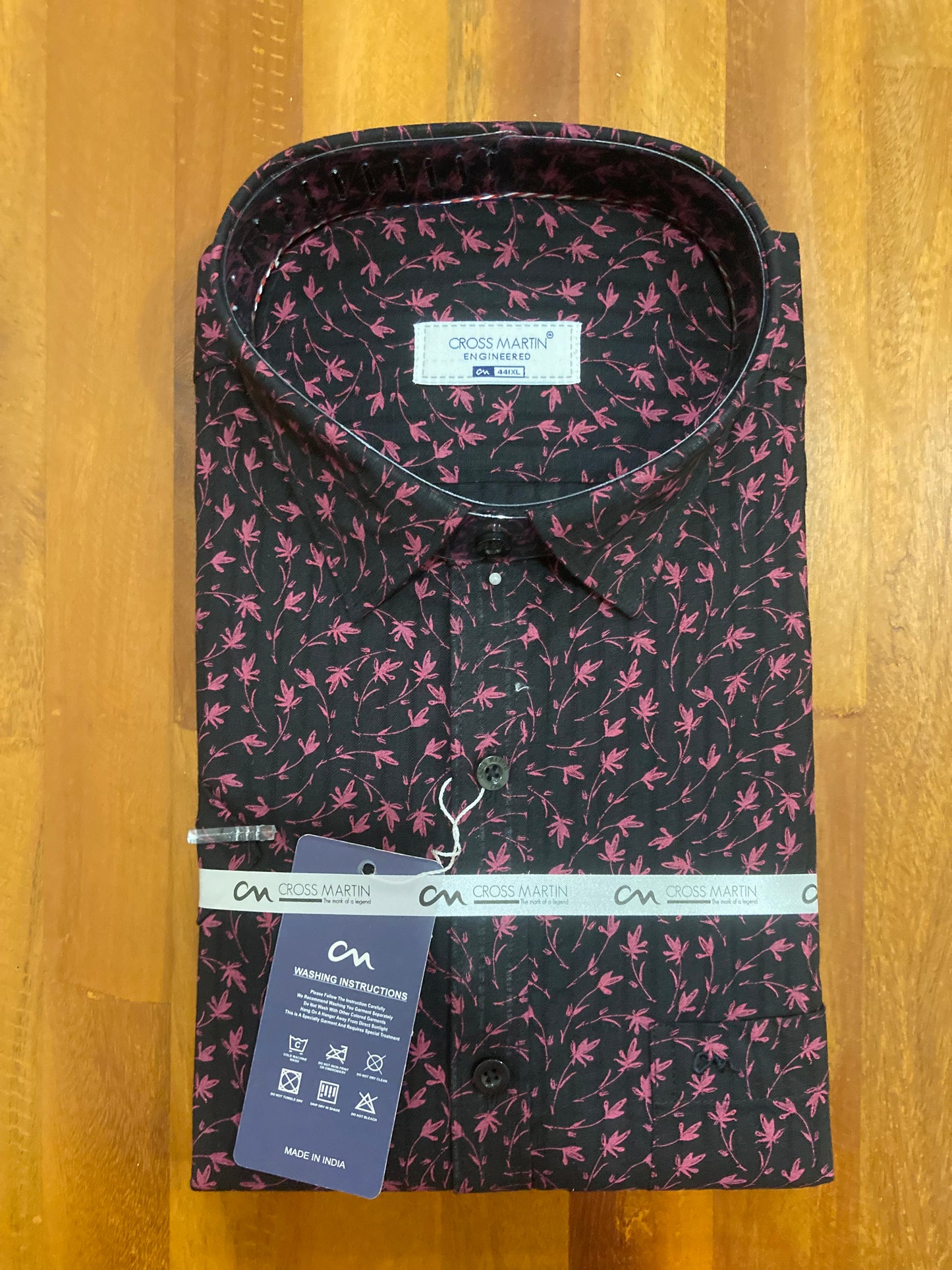 Pure Cotton Black Floral Printed Shirt (44 HS)