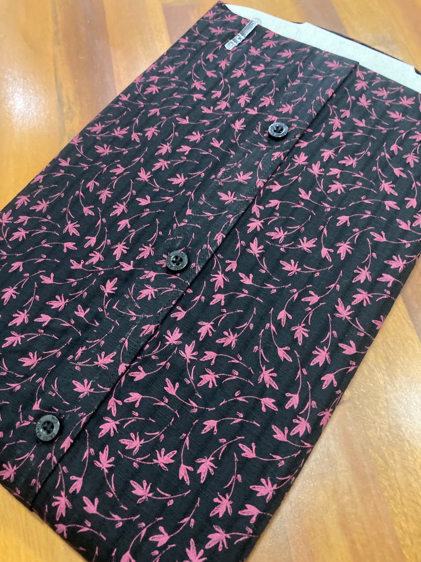 Pure Cotton Black Floral Printed Shirt (44 HS)