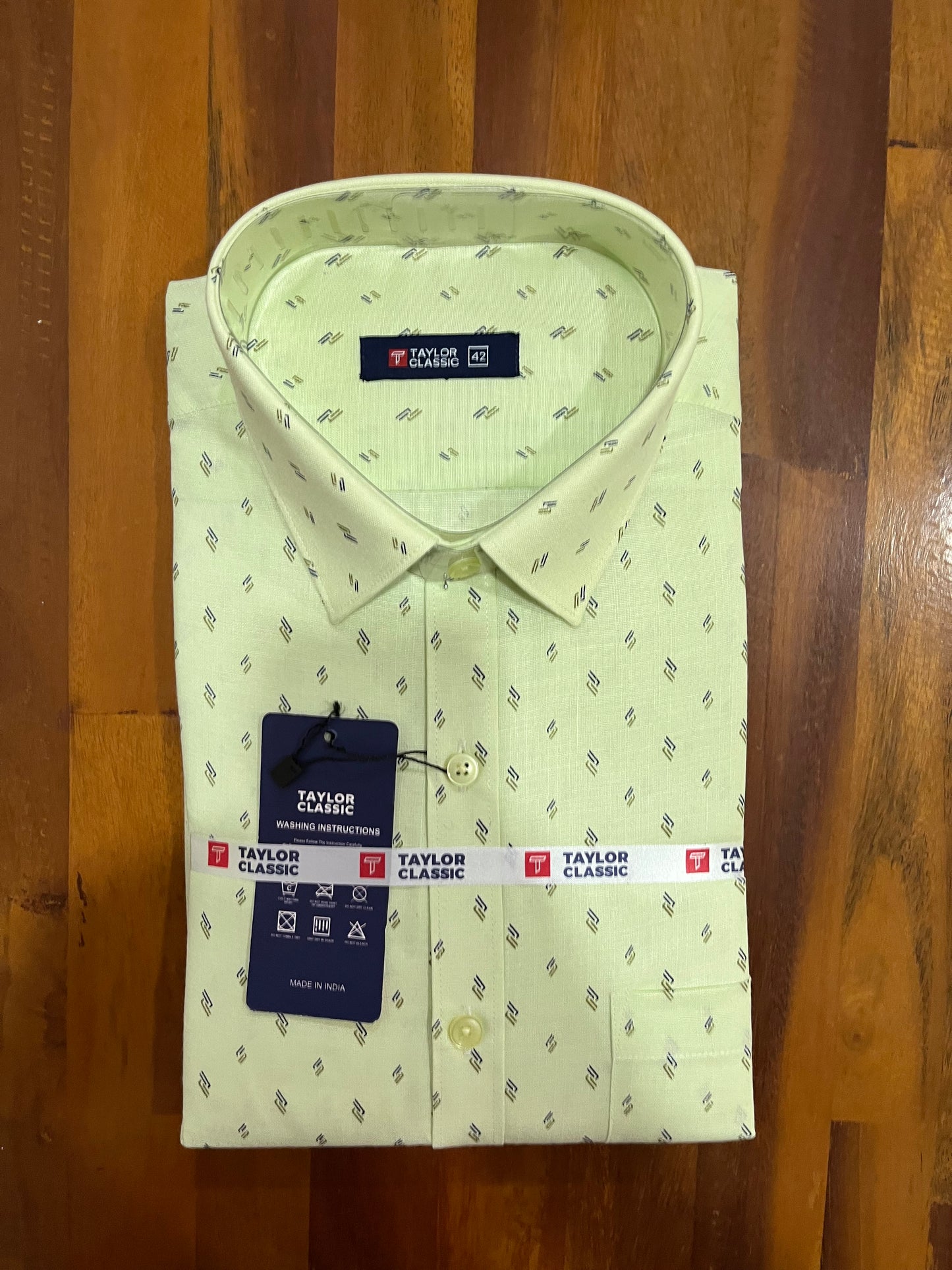 Pure Cotton Light Green Printed Shirt (42 FS)