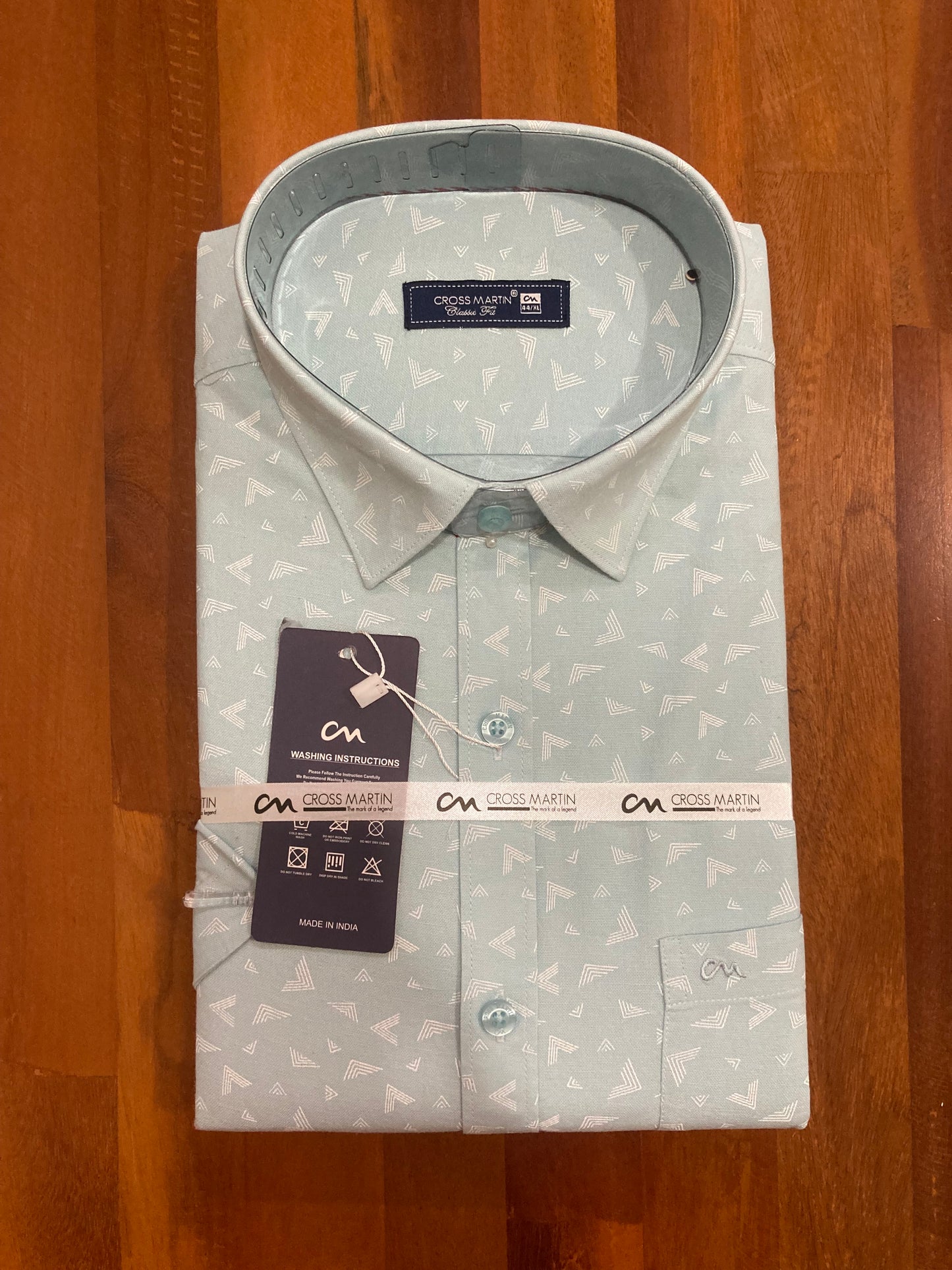 Pure Cotton Light Blue Printed Shirt (44 HS)