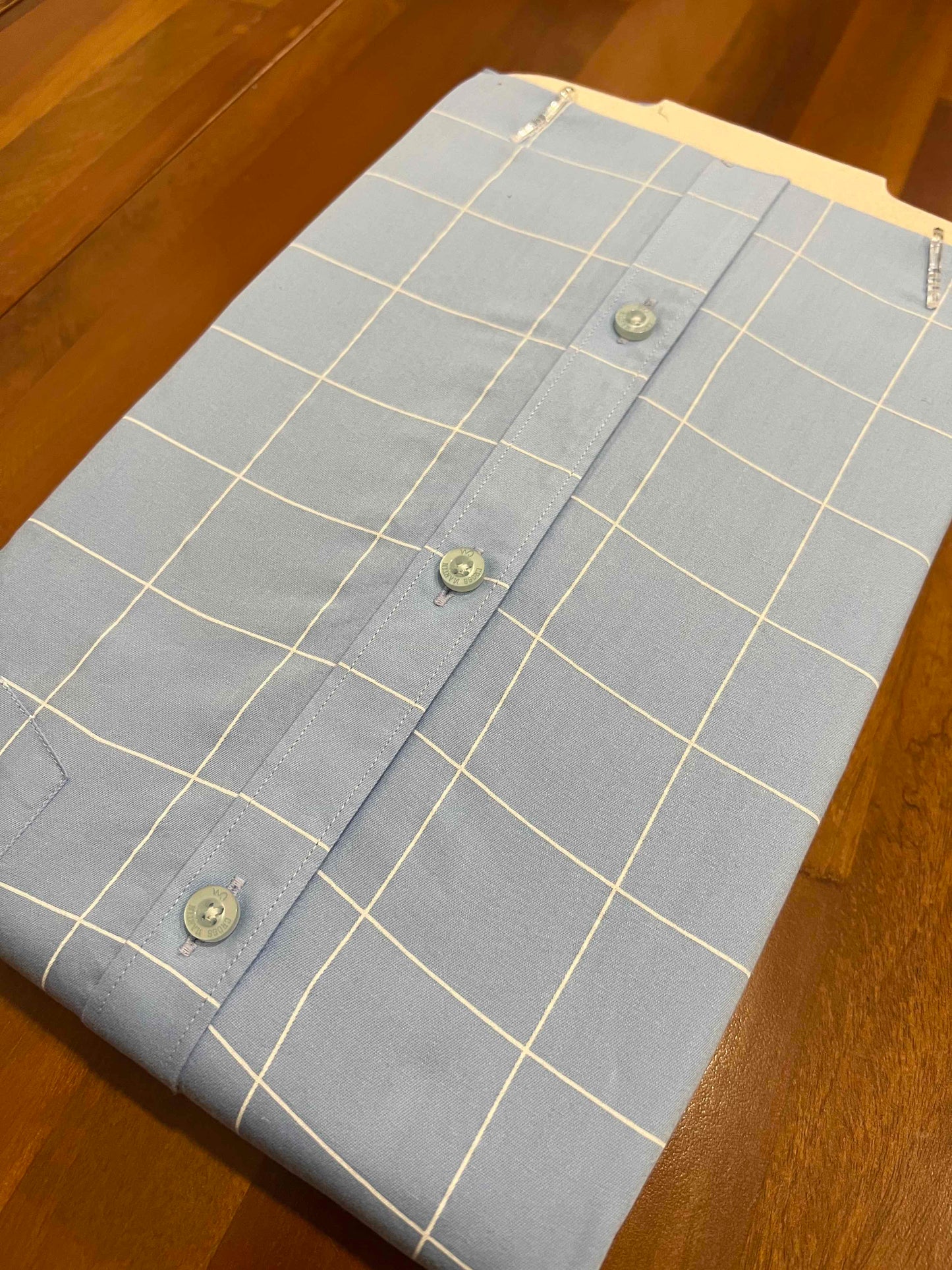 Pure Cotton Light Blue Checkered Shirt (42 HS)