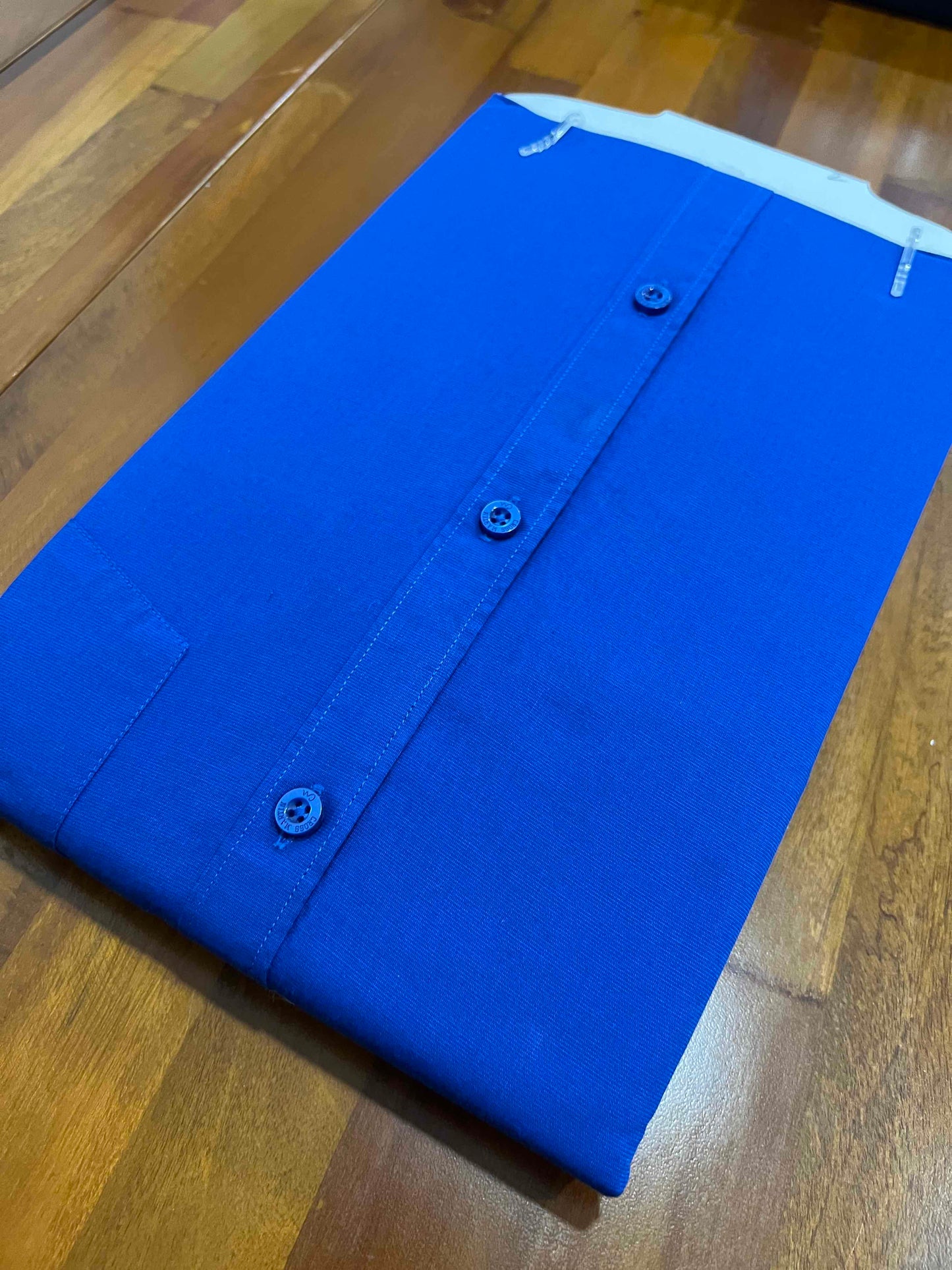 Pure Cotton Blue Solid Shirt (42 HS)