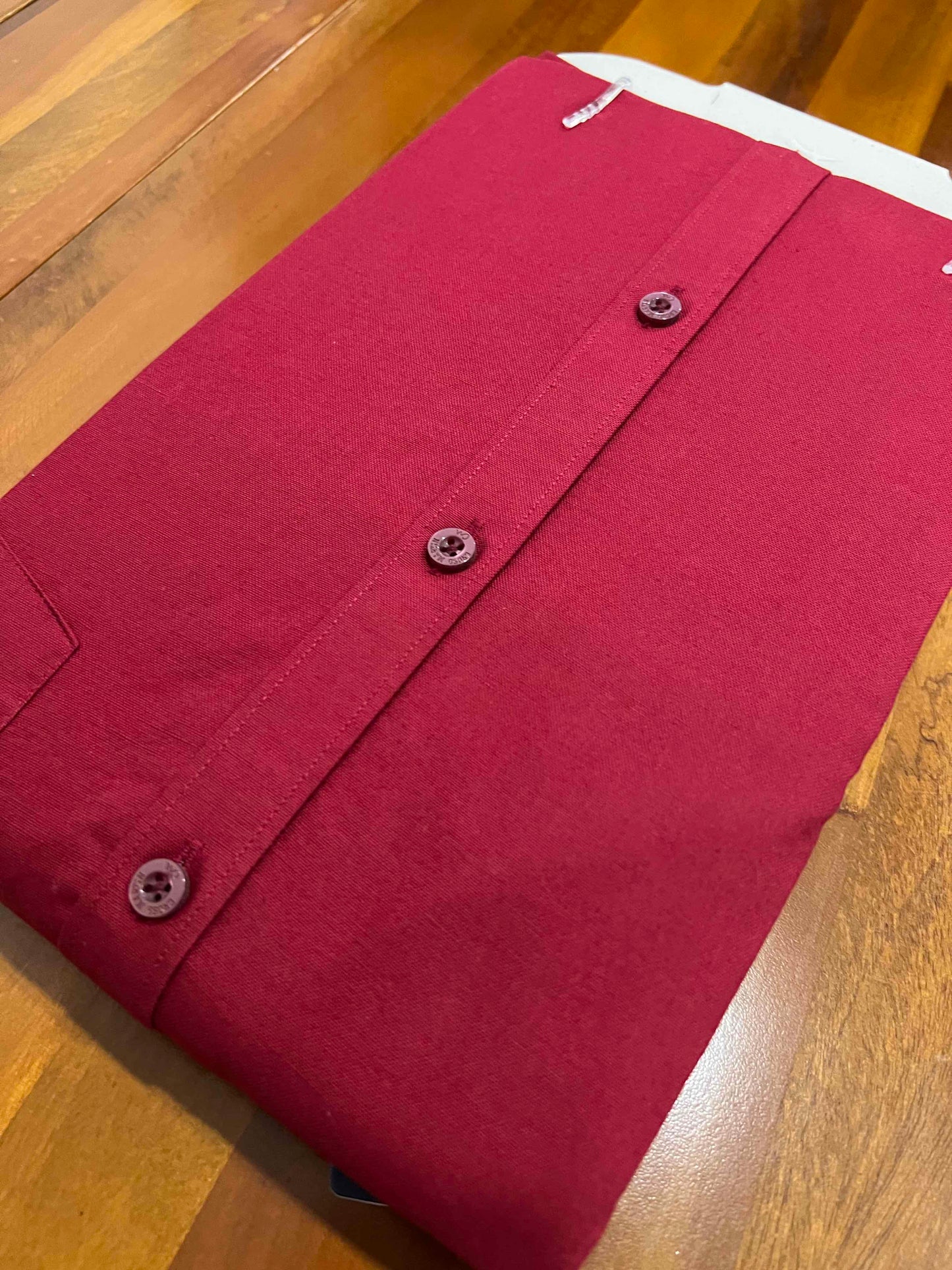 Pure Cotton Red Solid Shirt (42 FS)