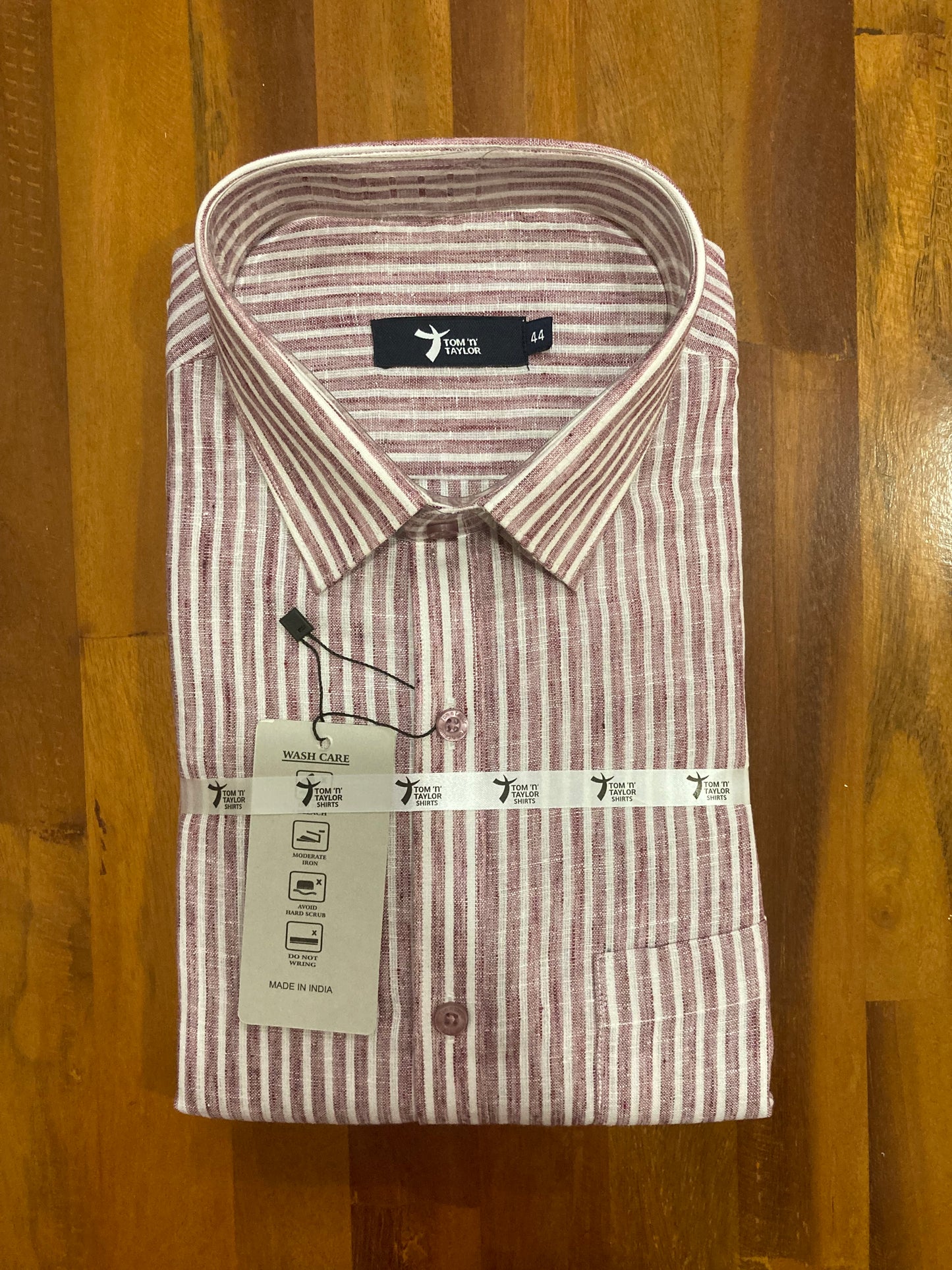 Pure Cotton White And Red Striped Shirt (44 FS)