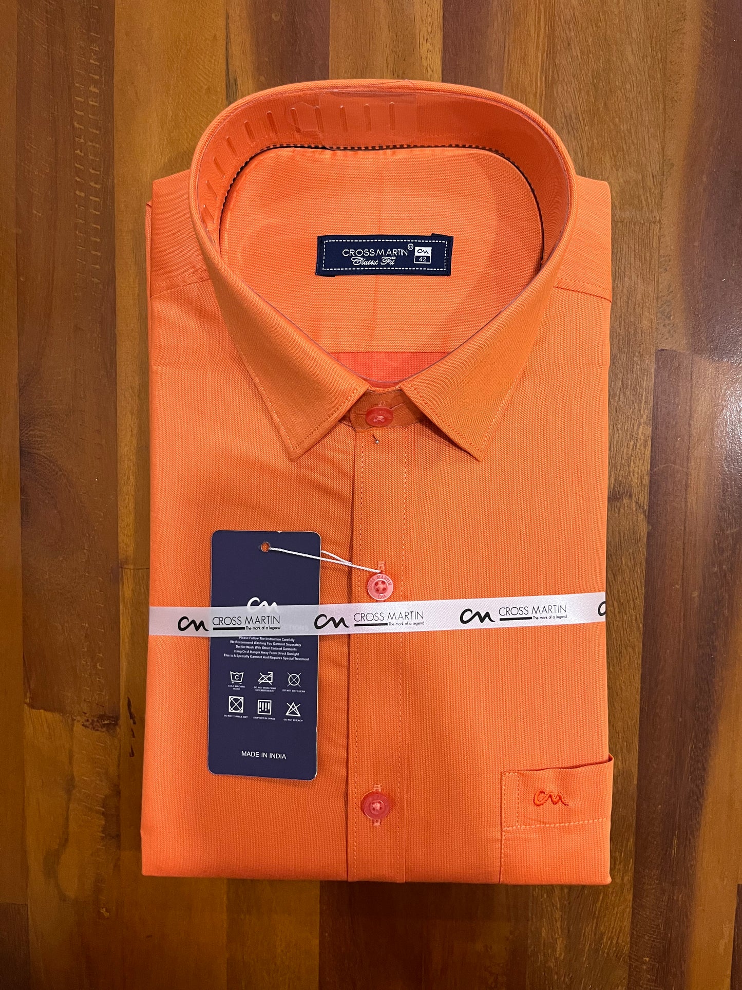 Pure Cotton Orange Solid Shirt (42 FS)