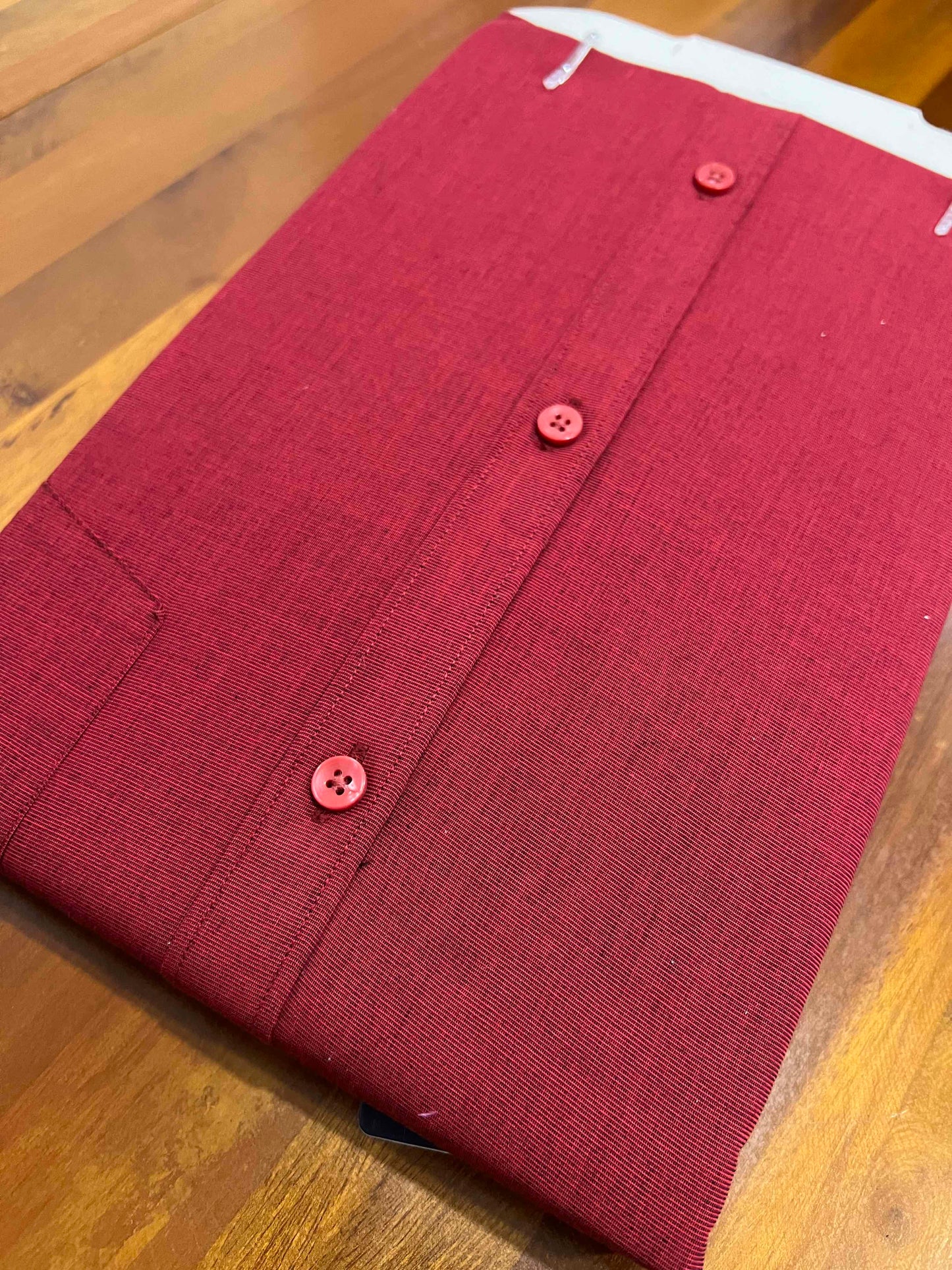 Pure Cotton Dark Red Solid Shirt (44 HS)