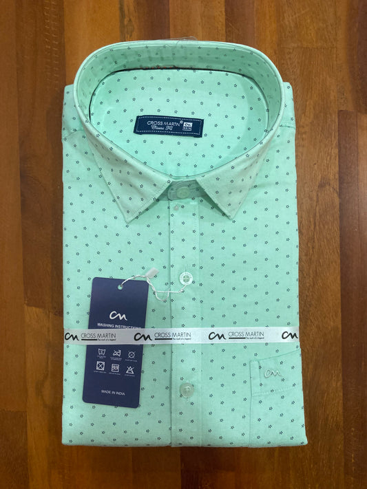Pure Cotton Light Green Printed Shirt (44 FS)