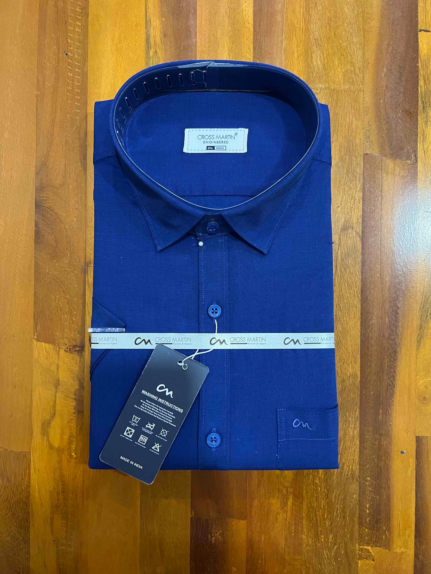 Pure Cotton Dark Blue Solid Shirt (44 HS)