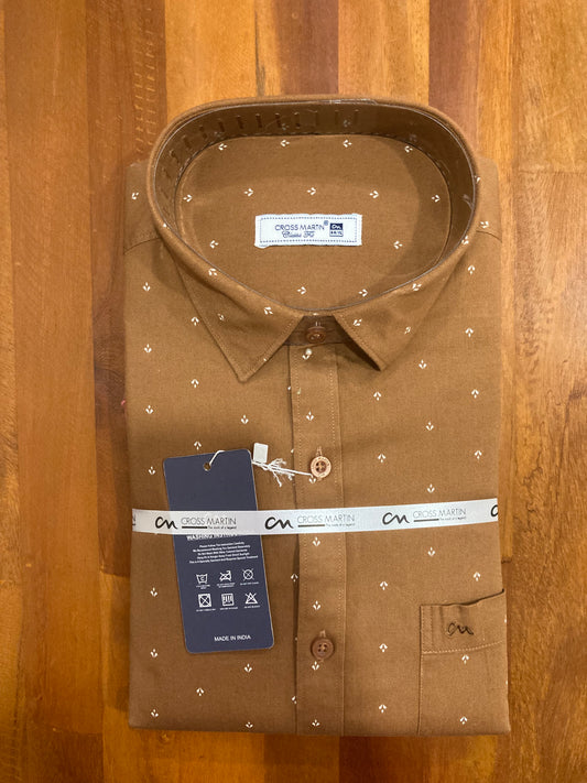 Pure Cotton Brown Printed Shirt (44 FS)