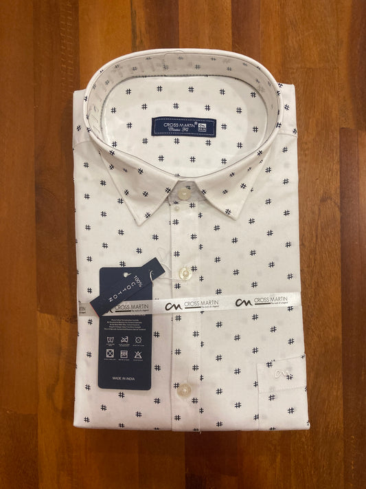 Pure Cotton White Printed Shirt (44 FS)