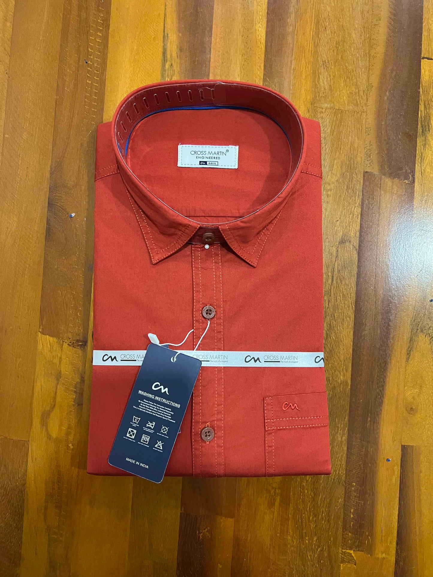 Pure Cotton Red Solid Shirt (44 FS)