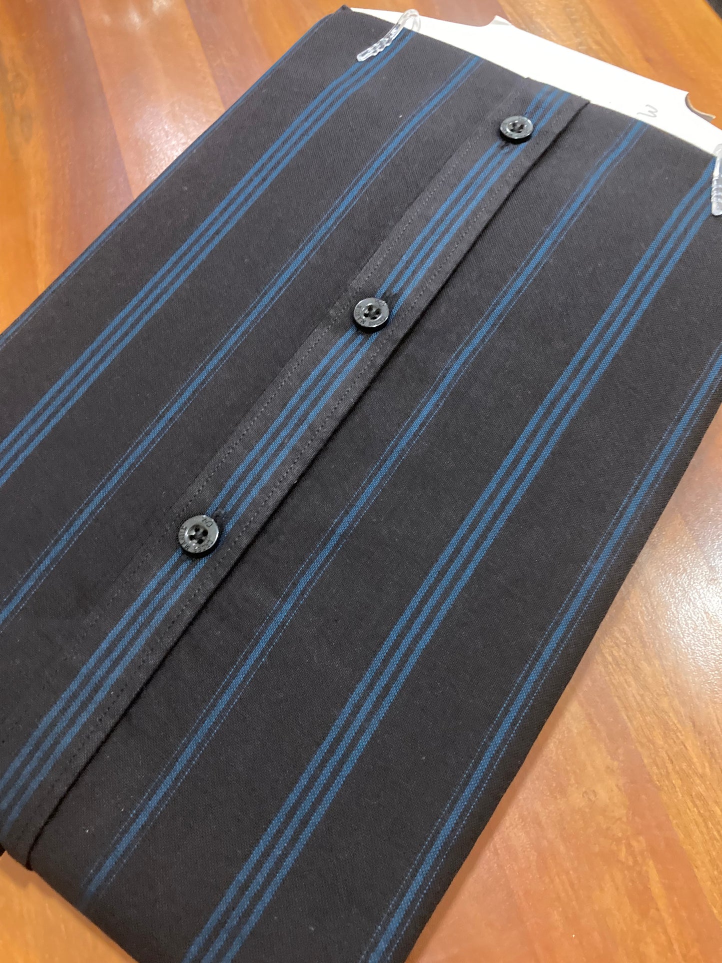 Pure Cotton Black With Blue Lined Shirt (38 HS)