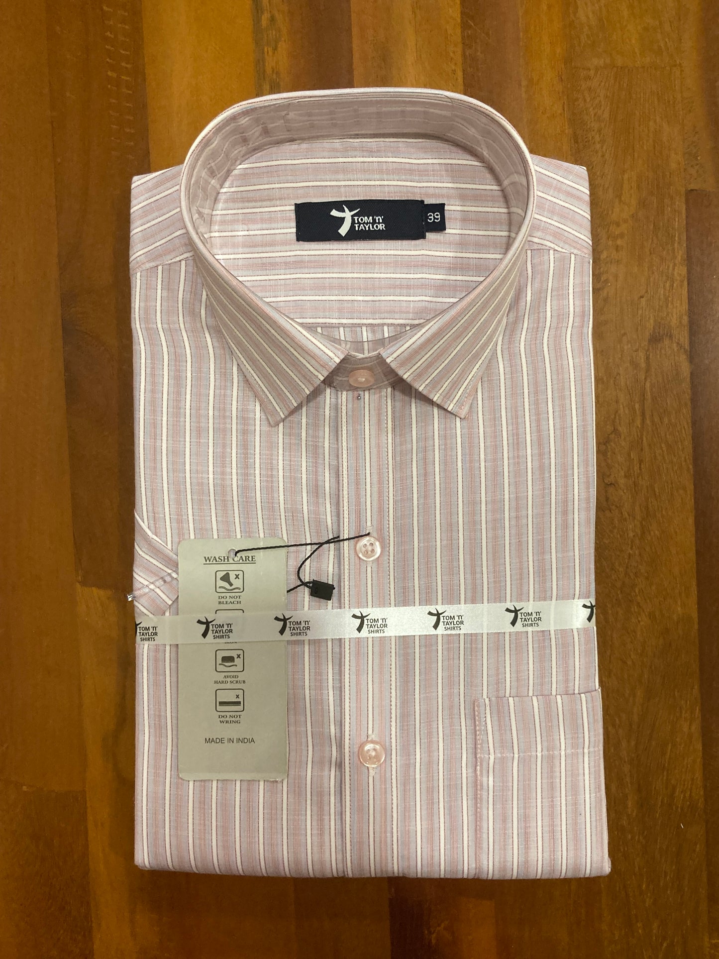 Pure Cotton Onion Pink Lined Shirt (38 HS)