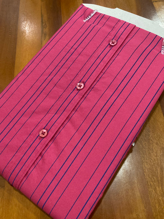 Pure Cotton Red With Blue Stripes Shirt (38 HS)