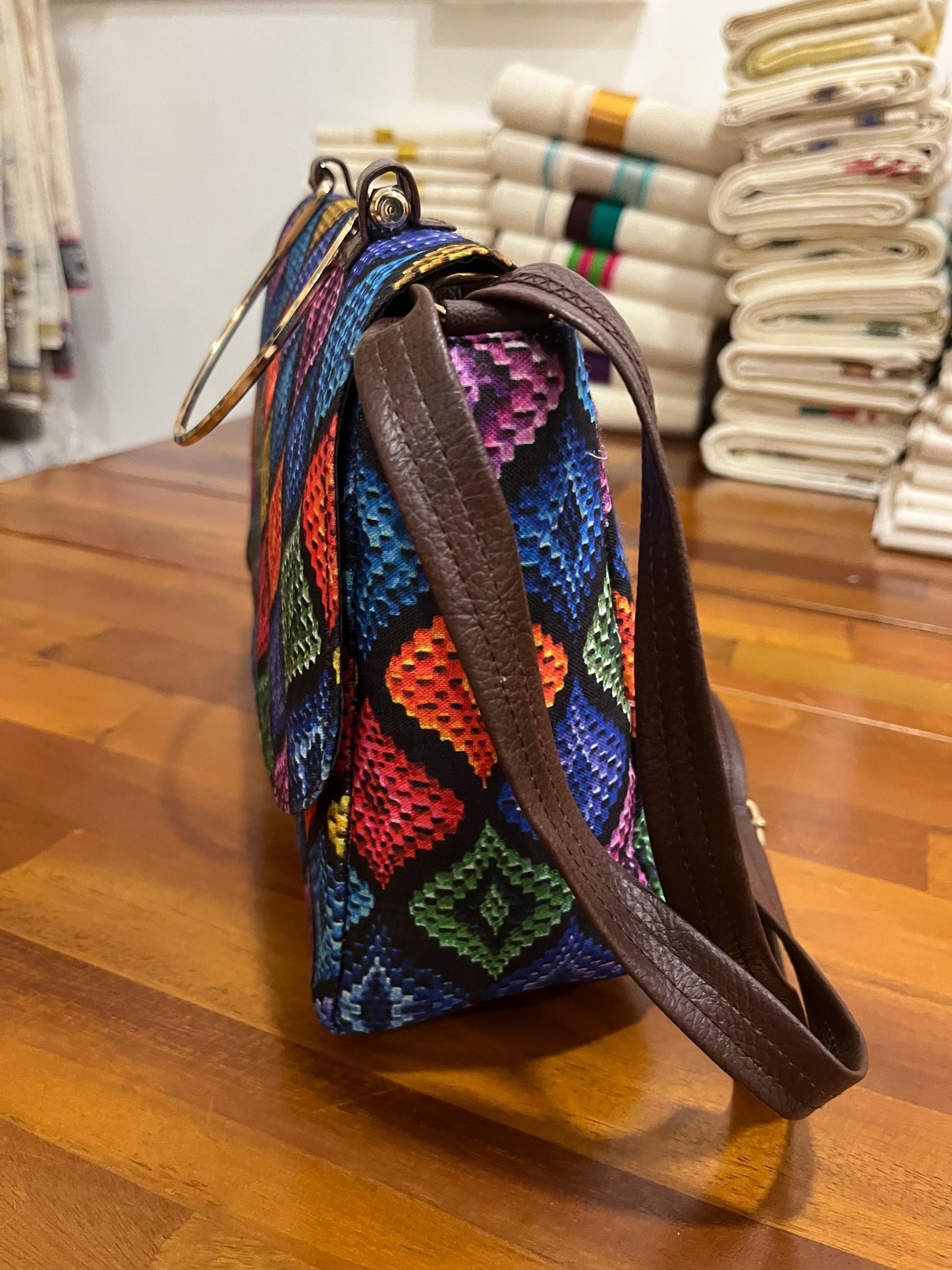 Southloom™ Handmade Multi Colour Printed Design Sling Bag with Leatherette