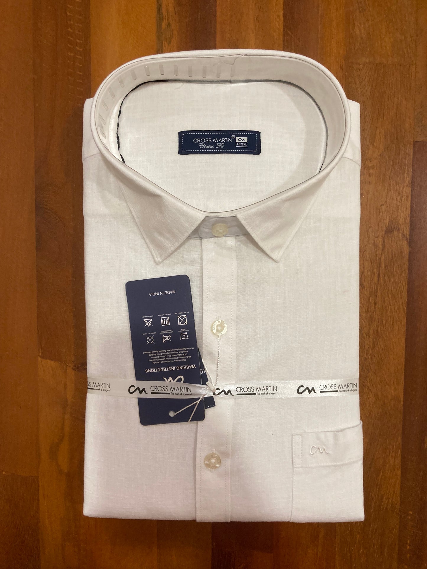 Pure Cotton Pure White Solid Shirt (46 FS)