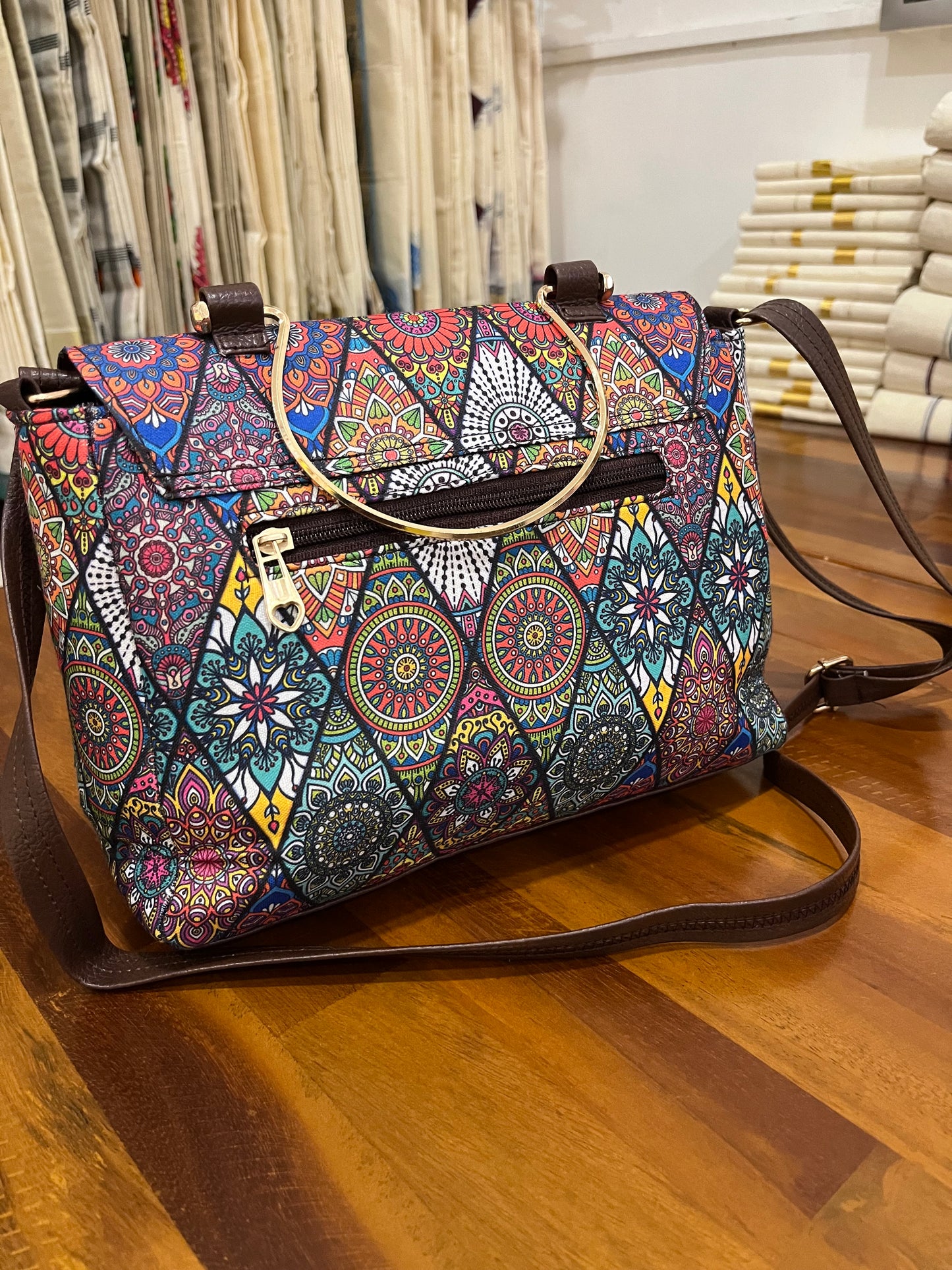 Southloom™ Handmade Multi Colour Printed Design Sling Bag with Leatherette