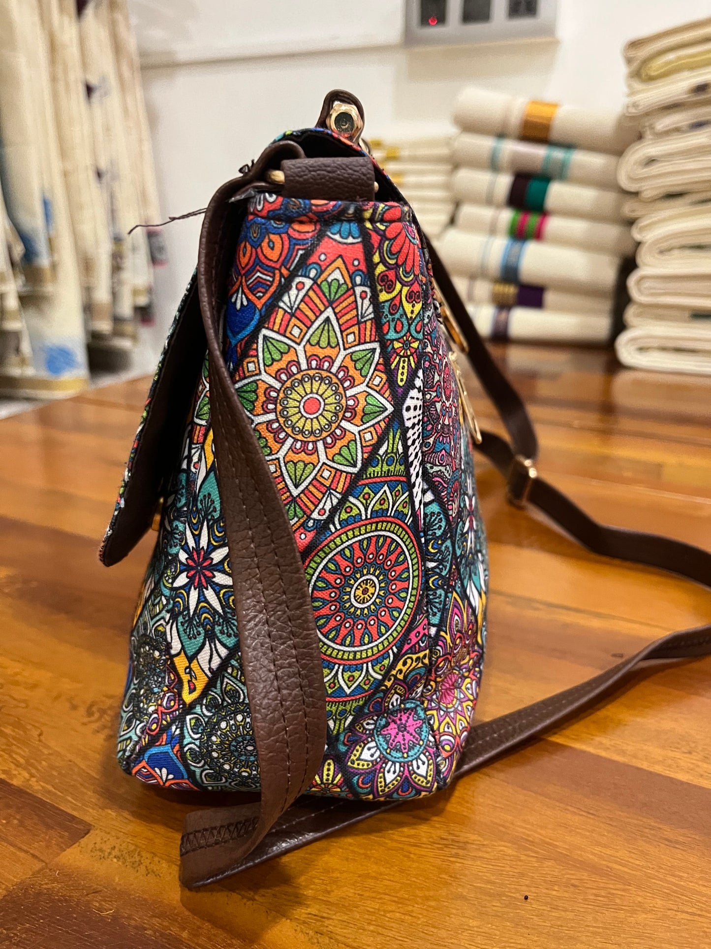 Southloom™ Handmade Multi Colour Printed Design Sling Bag with Leatherette