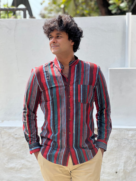 Southloom Jaipur Cotton Coloured Hand Block Printed Shirt (Full Sleeves)