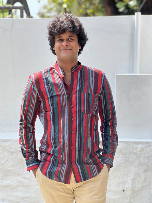 Southloom Jaipur Cotton Coloured Hand Block Printed Shirt (Full Sleeves)