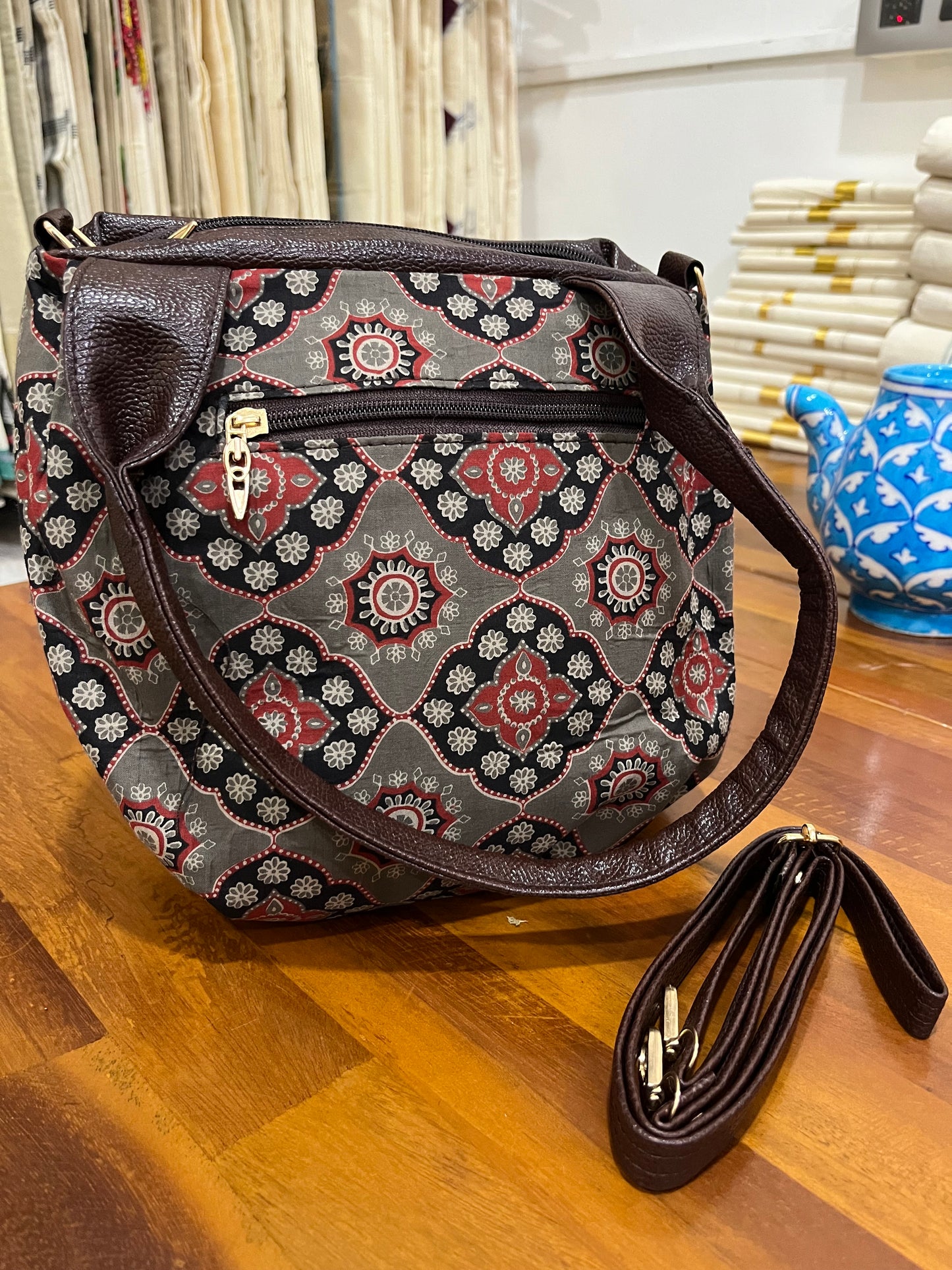 Southloom™ Handmade Multi Colour Printed Design Sling Bag with Leatherette