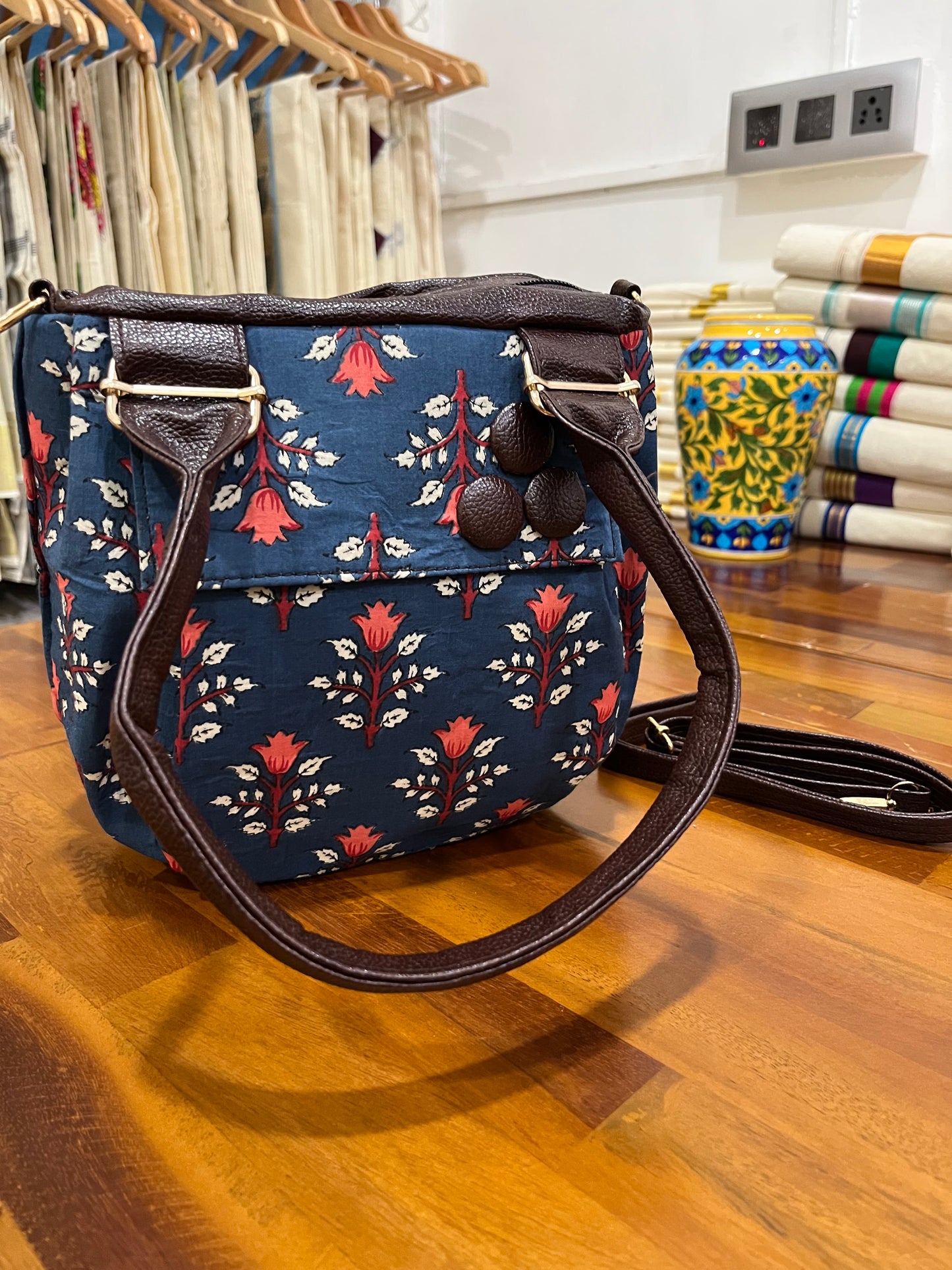 Southloom™ Handmade Floral Printed Design Sling Bag with Leatherette