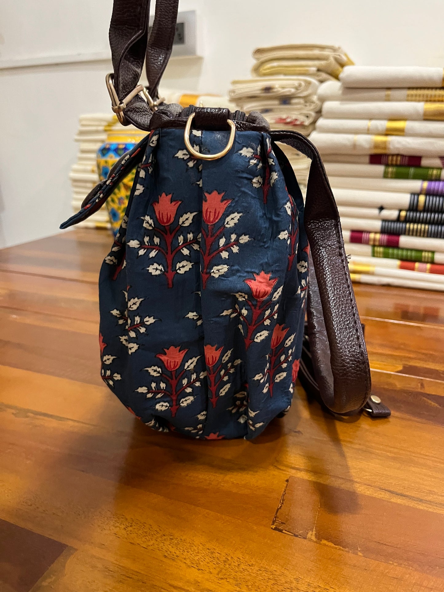 Southloom™ Handmade Floral Printed Design Sling Bag with Leatherette