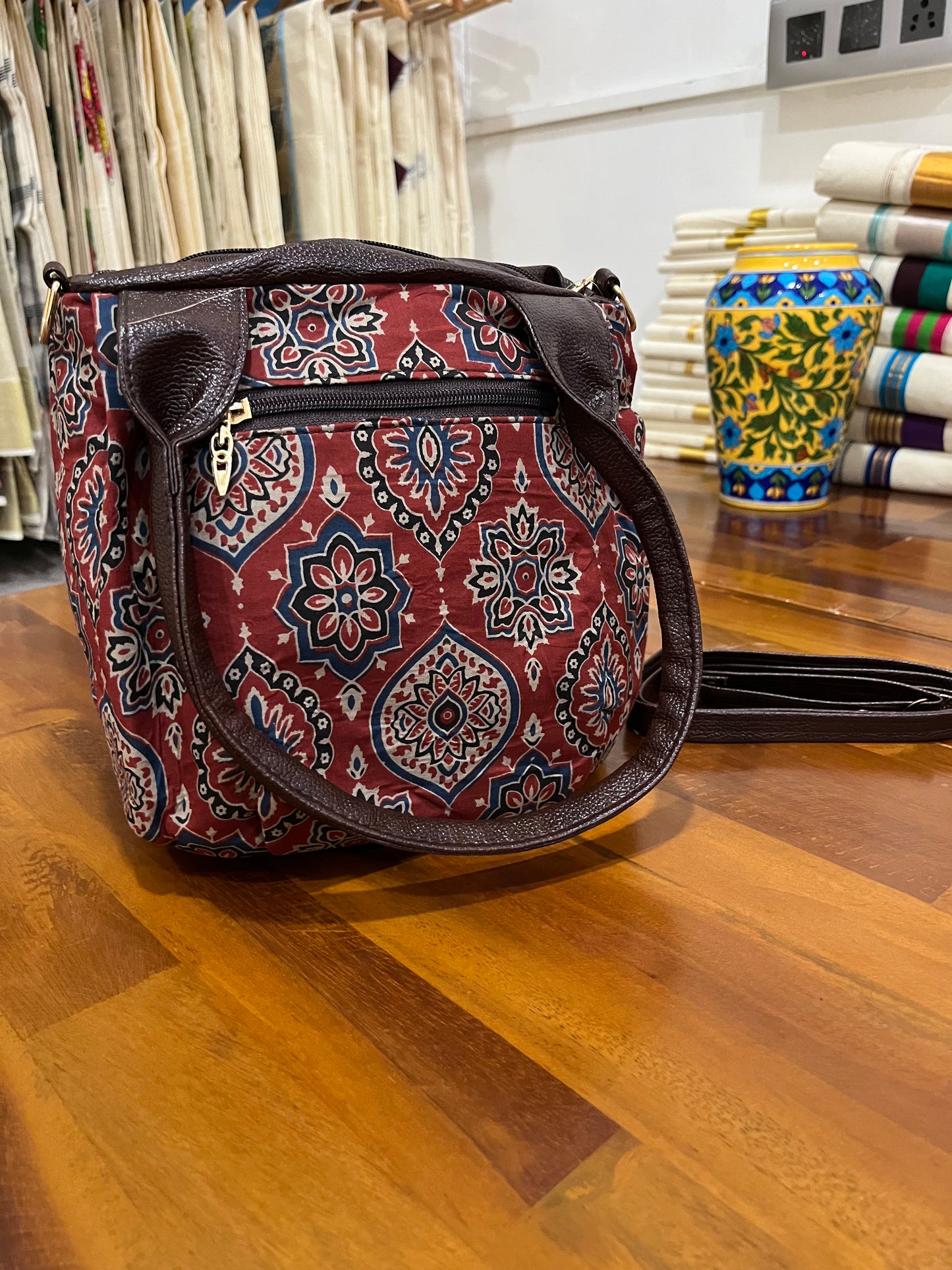 Southloom™ Handmade Multi Colour Printed Design Sling Bag with Leatherette