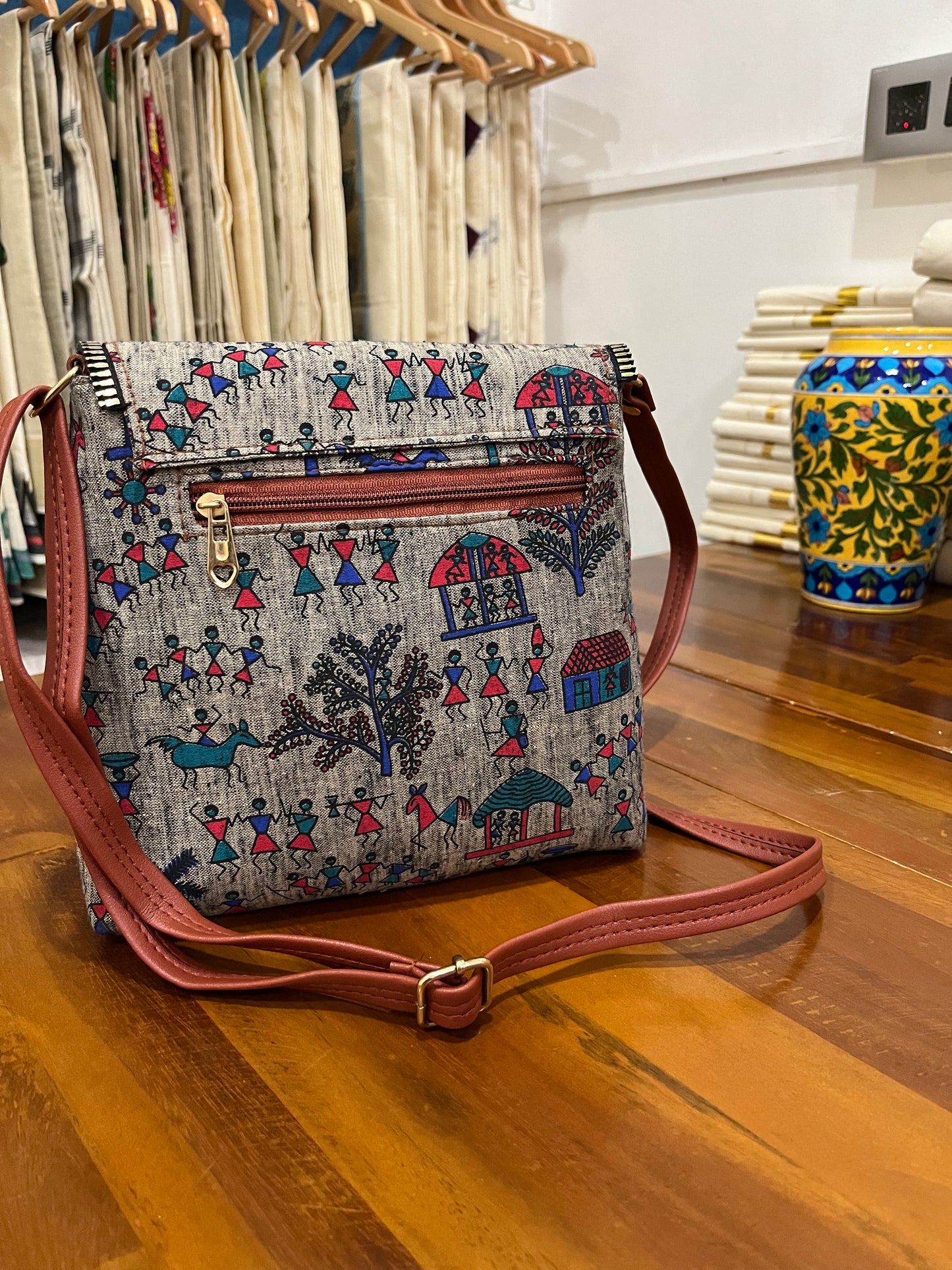 Southloom™ Handmade Multi Colour Printed Design Sling Bag with Leatherette