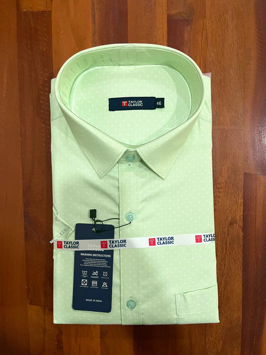 Pure Cotton Light Green With Dots Printed Shirt (46 HS)