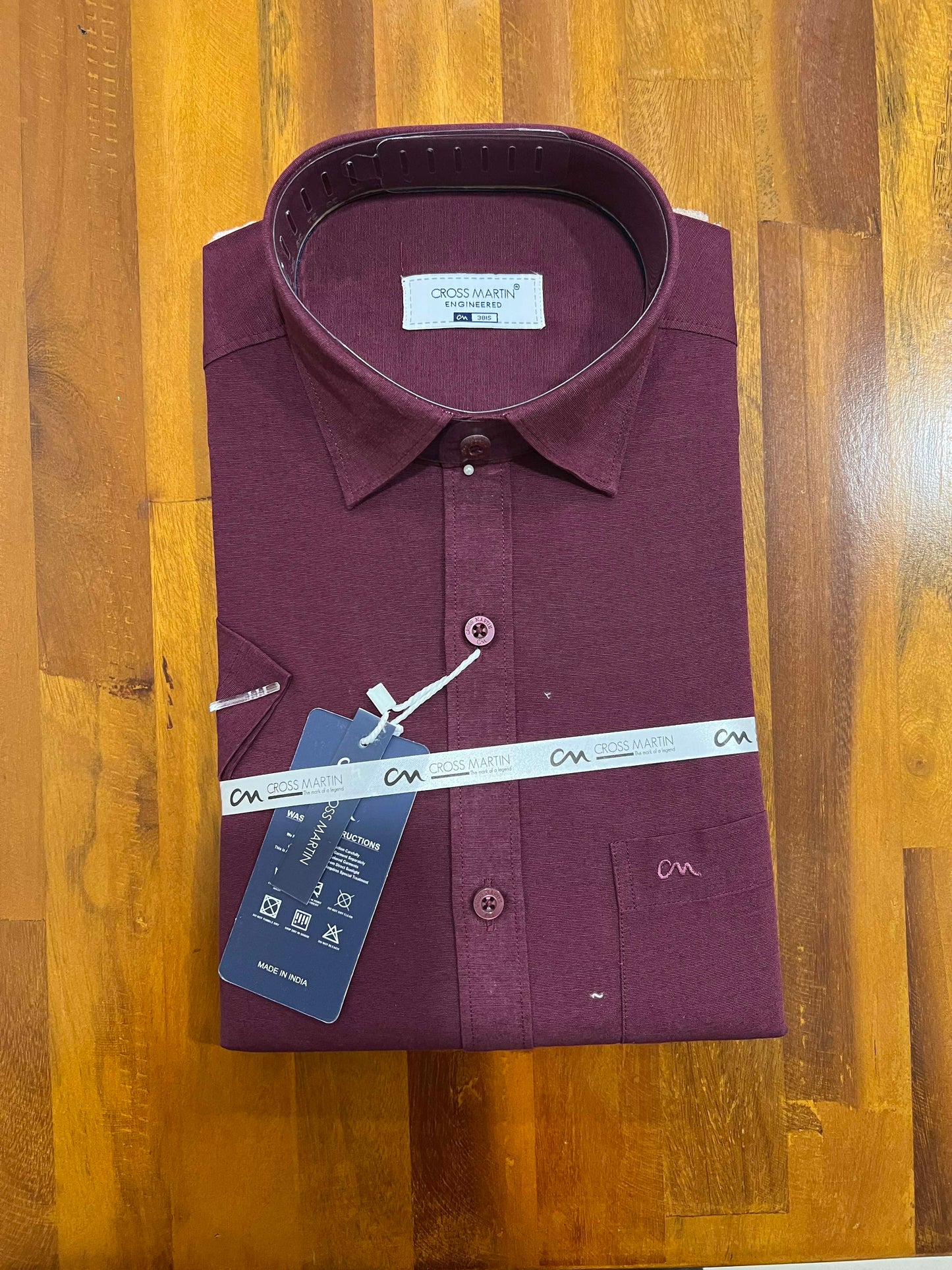 Pure Cotton Dark Purple Solid Shirt (38 HS)