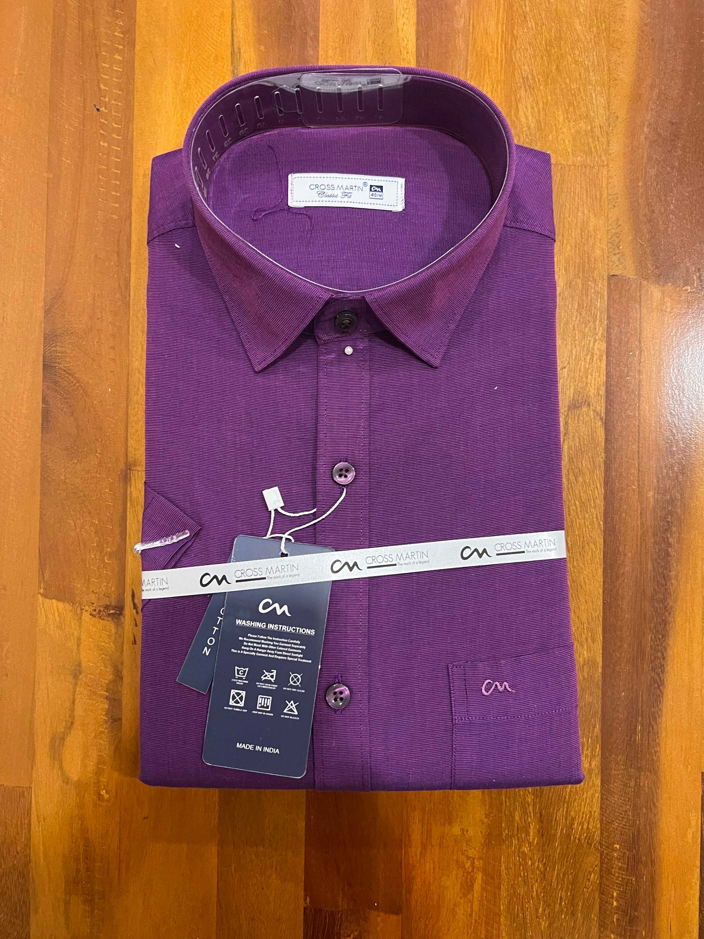 Pure Cotton Violet Solid Shirt (40 HS)
