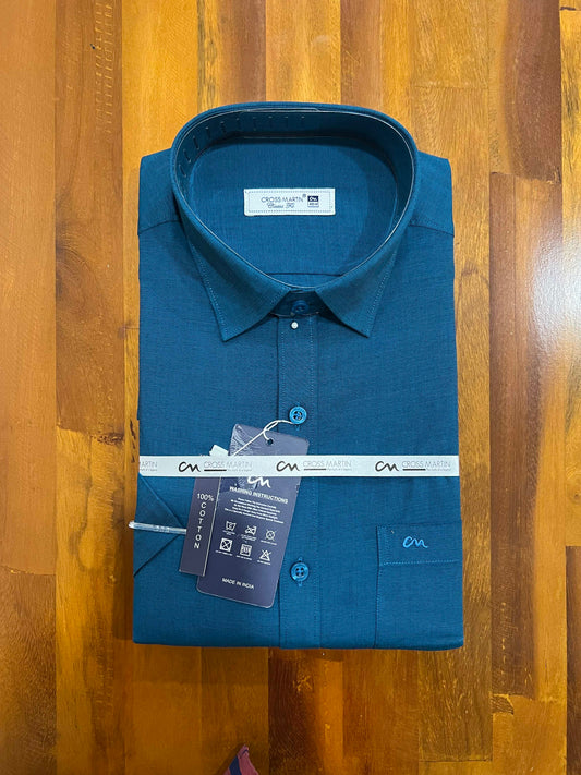 Pure Cotton Blue Solid Shirt (40 HS)