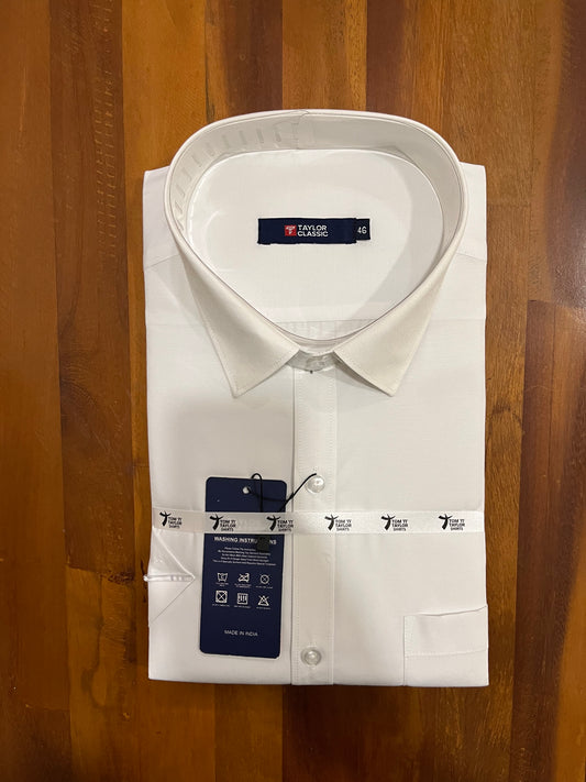 Pure Cotton Pure White Solid Shirt SLSHIRT 46 HS