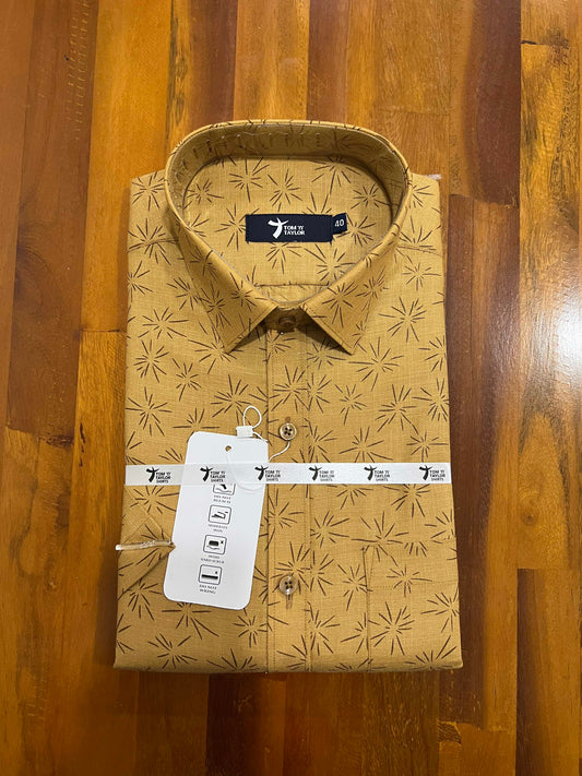 Pure Cotton Mustard Printed Shirt (40 HS)